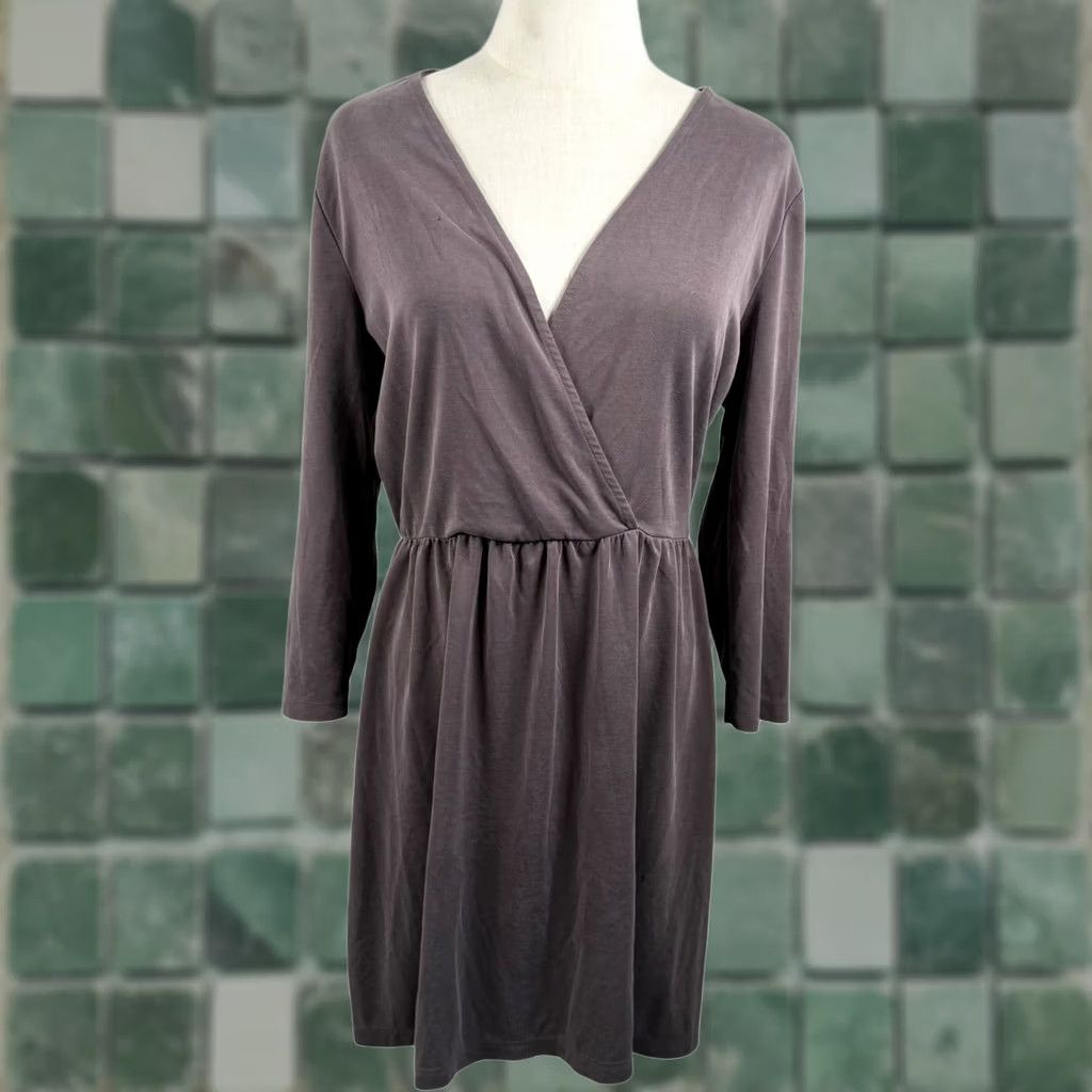 Vintage Kimchi Blue Dress Women L V-Neck Surplice Wrap Long Sleeve Mauve Purple Boho Indie Knit Jersey Basic Casual Size L / US 10 / IT 46 - 1 Thumbnail