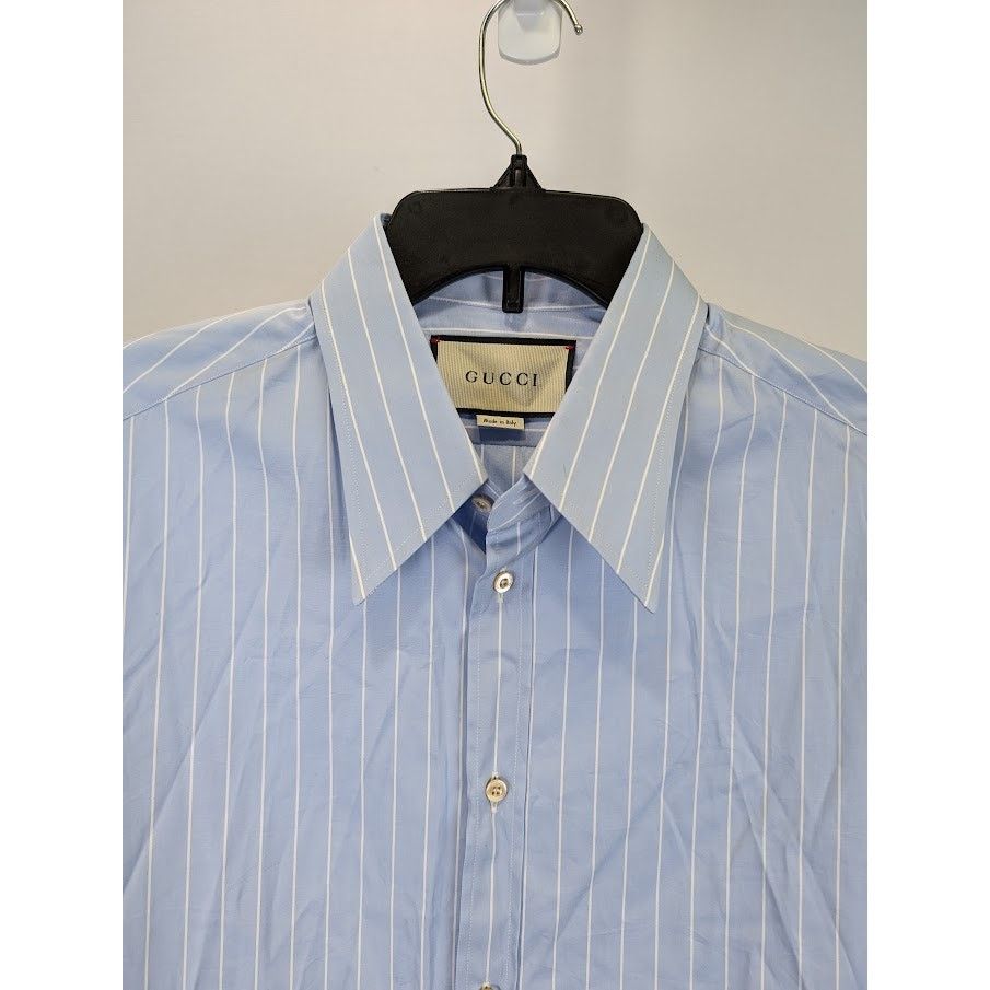 o1rshd1 Stripe Button Up Shirt in Light Blue/White