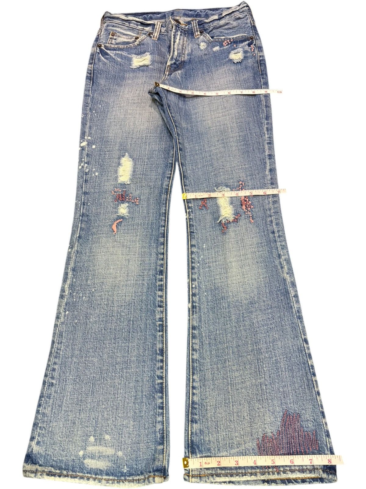 Diesel Vintage Japanese Brand Embroidered Distressed Flare Jeans Size 26" / US 2 / IT 38 - 8 Thumbnail