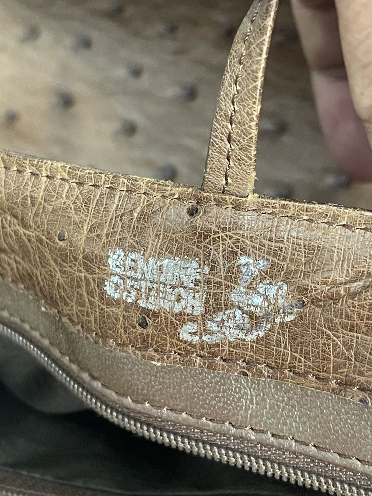 Genuine Leather Full Leather Ostritch Patina Vtg Unknown Tote Bag 2🟩0 Size ONE SIZE - 20 Thumbnail