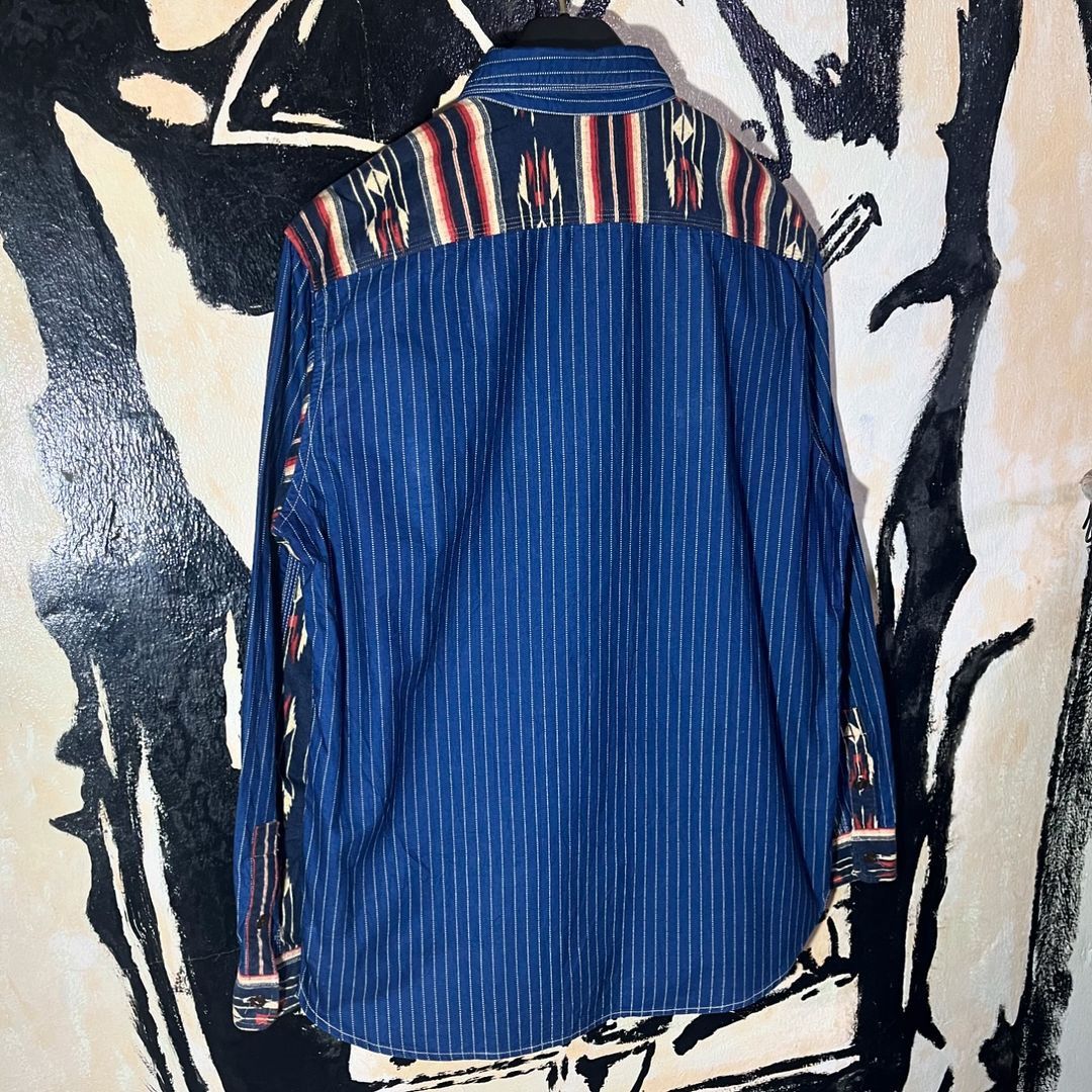 Japanese Brand × Schott Schott Bross Perfecto Workhsirt Indigo Wabash x Navajo Size US L / EU 52-54 / 3 - 5 Thumbnail