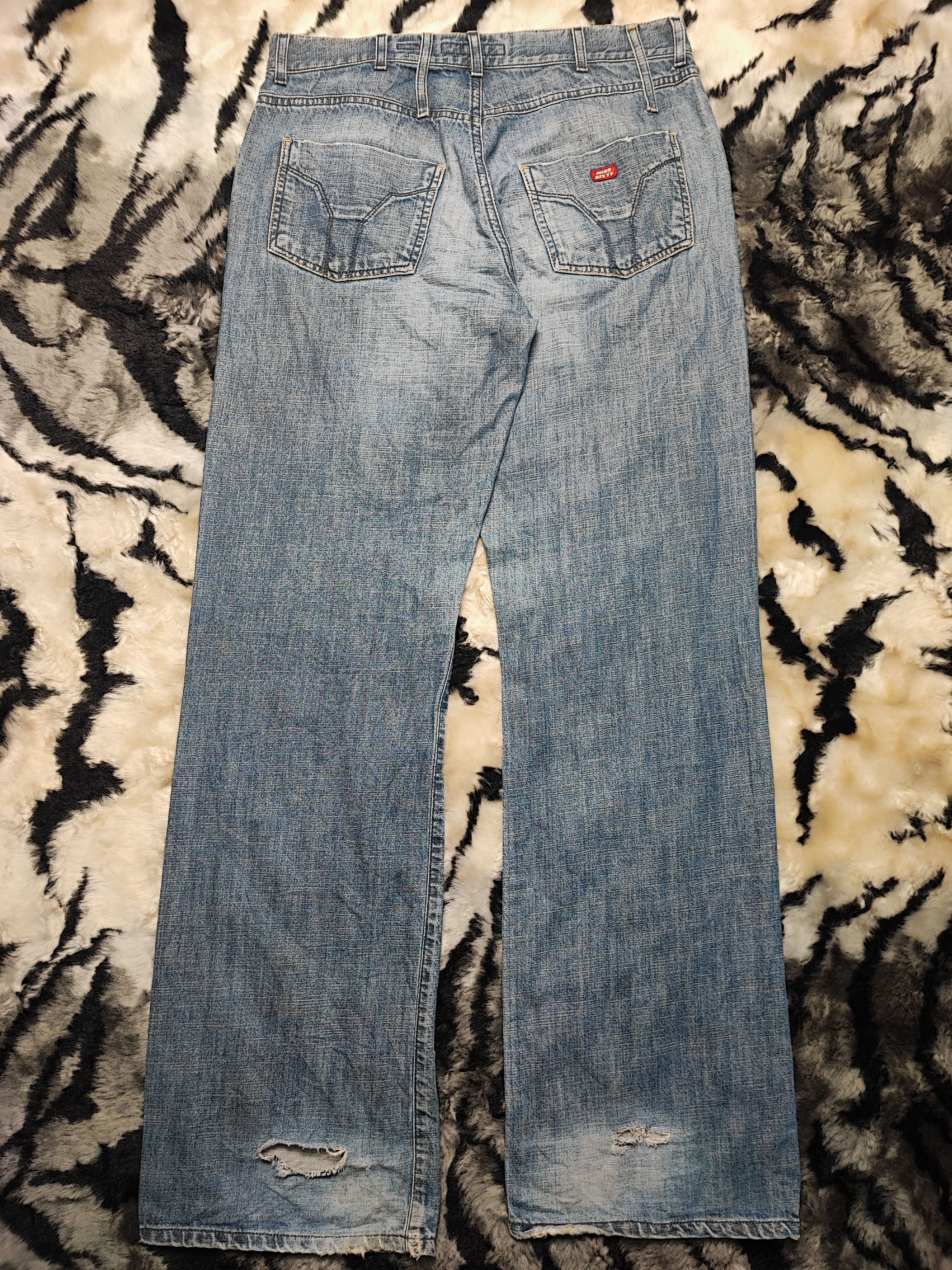 Jean Miss Sixty Bootcut Vintage Washed Flared Jeans Y2K Size 31" - 12 Thumbnail