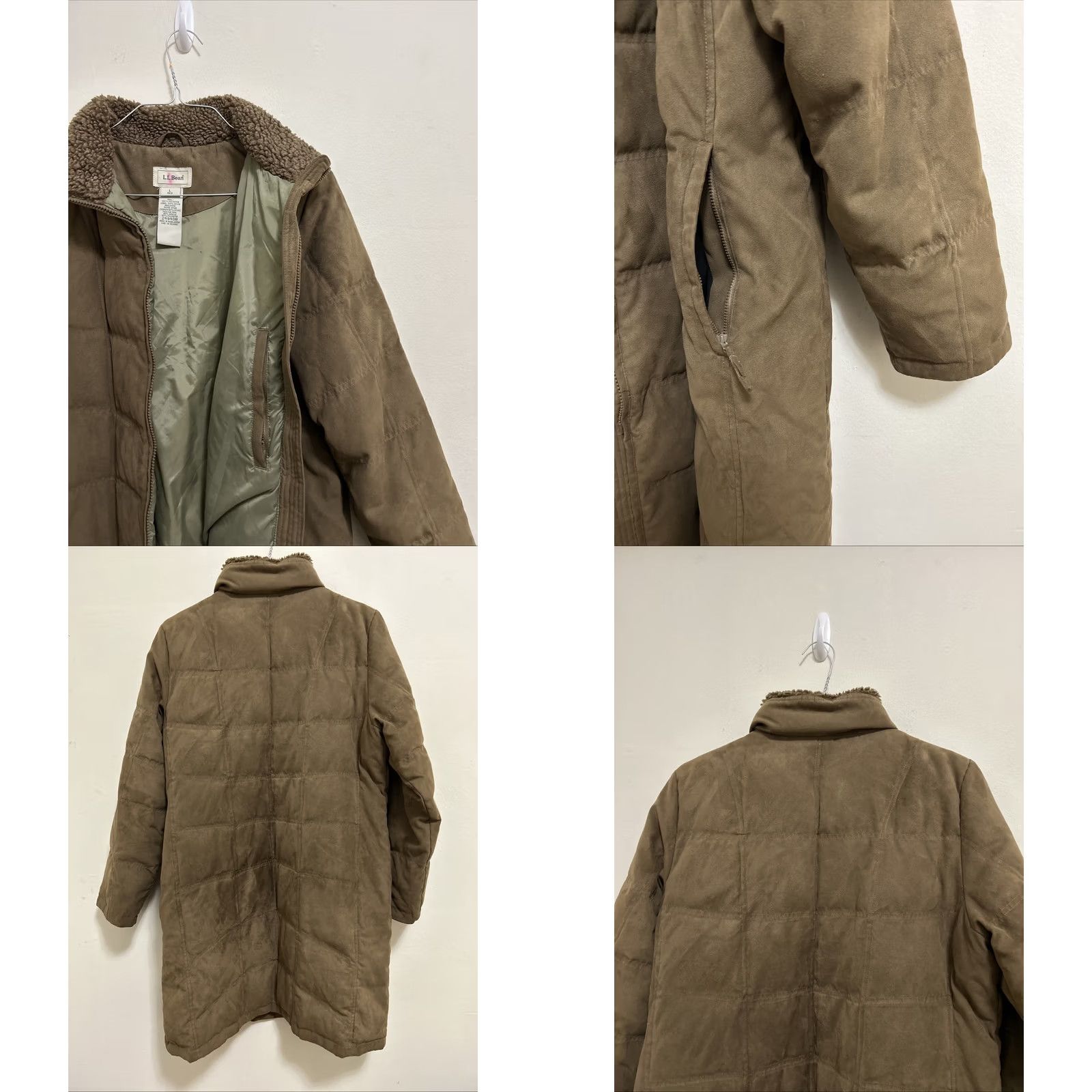 Vintage LL Bean Jacket Womens L Brown Puffer Long Coat Suede Parka Goose Down Fur YKK Size L / US 10 / IT 46 - 8 Thumbnail