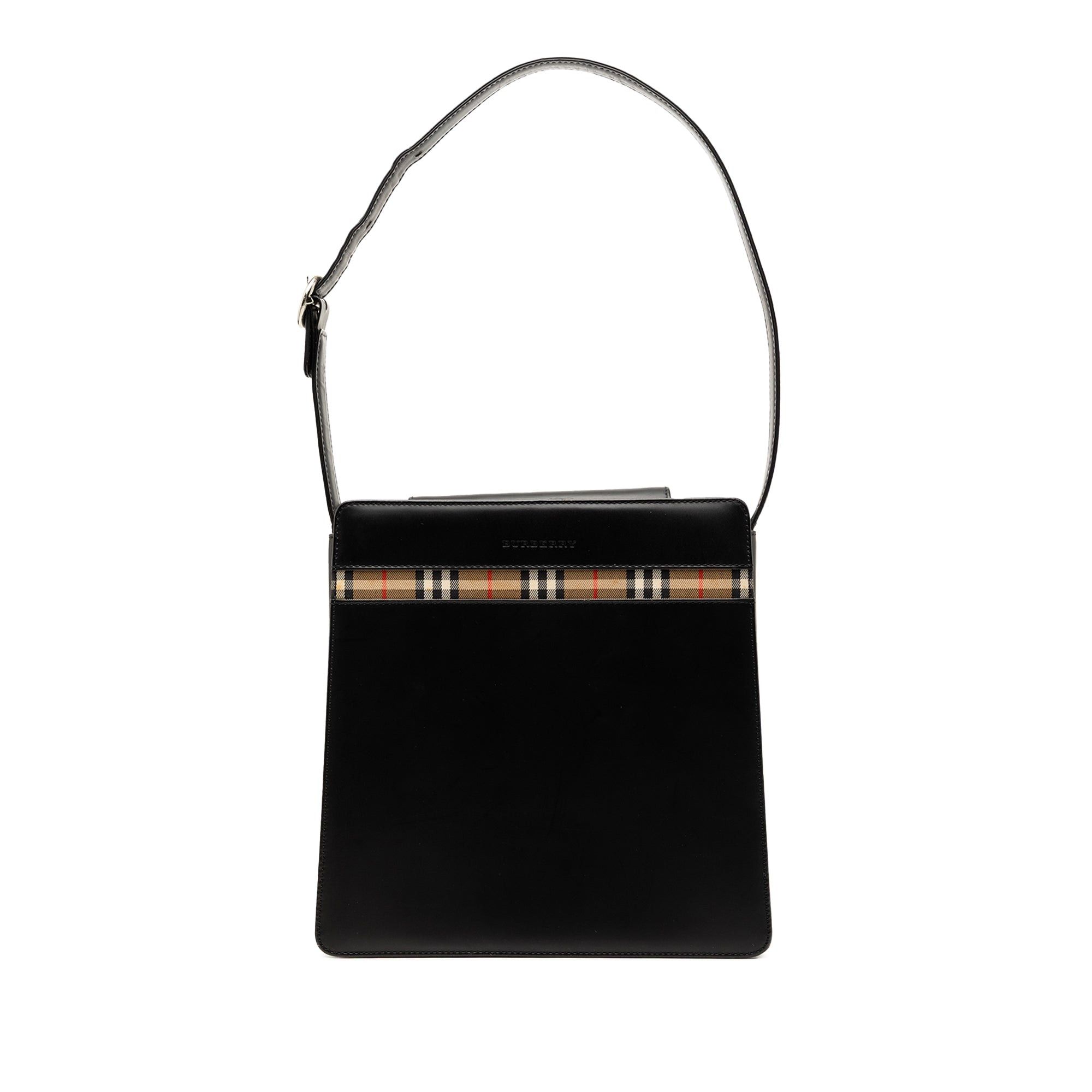 Burberry House Check Trimmed Leather Shoulder Bag Size ONE SIZE - 1 Thumbnail