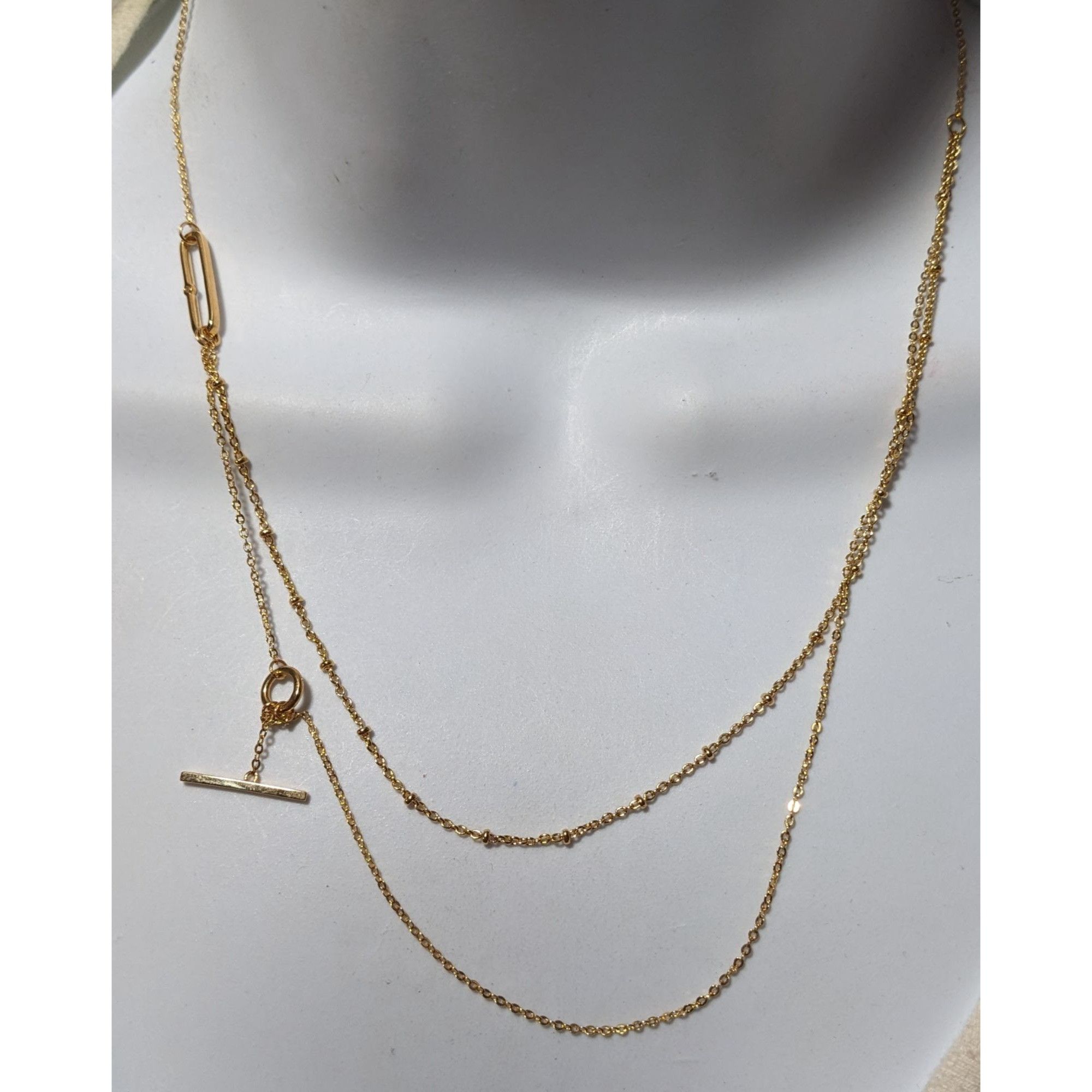 Other Minimalist Crystal Gold Tone Abstract Dainty Multilayer Neck Size ONE SIZE - 6 Thumbnail