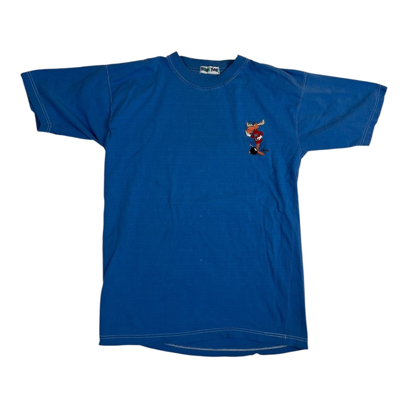 Other Vintage 90s Toon Time T-Shirt Bullwinkle Embroidered Blue Si Size US L / EU 52-54 / 3 - 1 Thumbnail