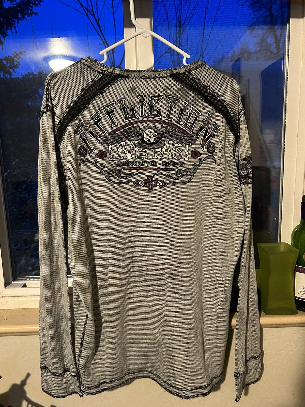 Débardeur Femme Affliction Gris Taille XS - Motif Belle, Style Moto, Neuf