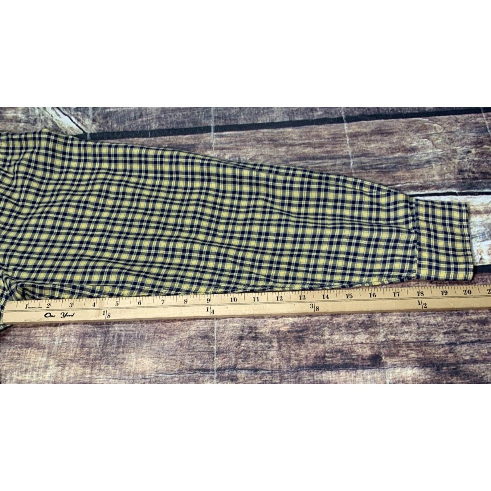 Nautica Nautica Button Down Long Sleeve Shirt Yellow Black Plaid Cotton Mens Size Large Size US L / EU 52-54 / 3 - 6 Thumbnail
