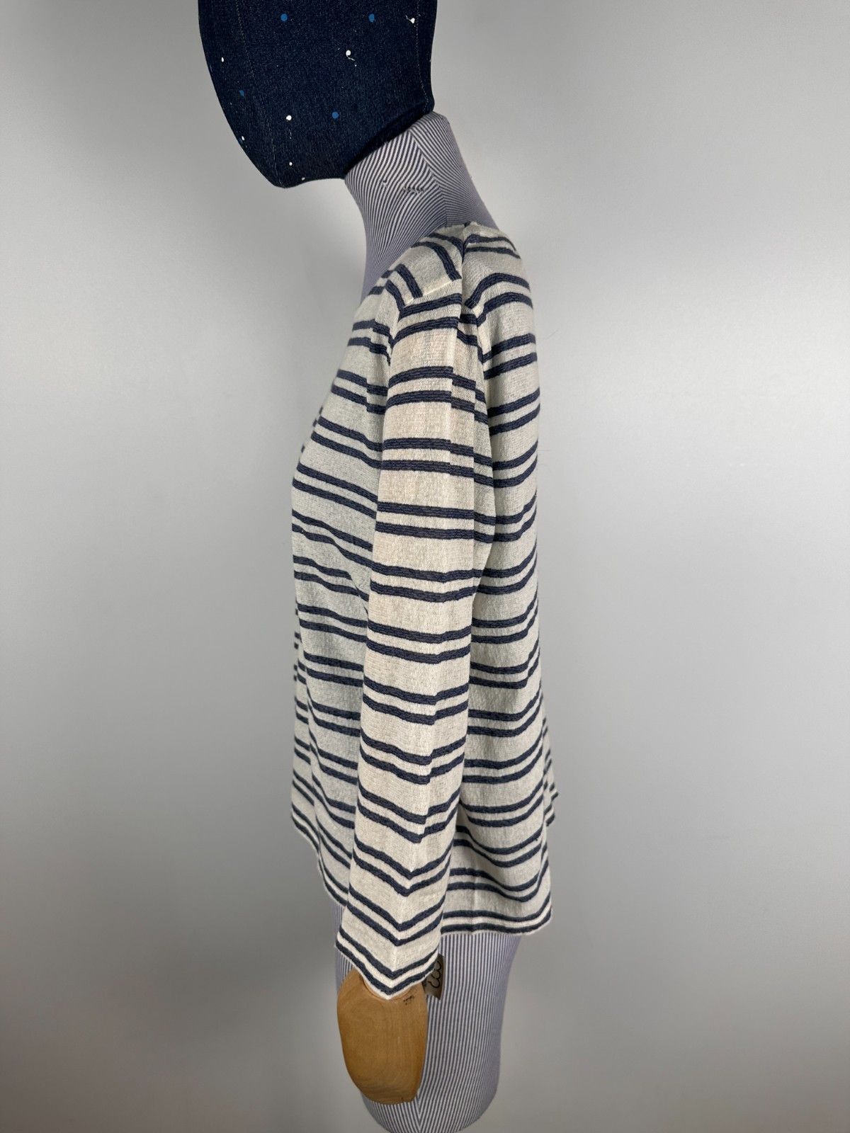 A.P.C. Women's A.P.C. Striped Linen Long Sleeve T-Shirt Size L Size L / US 10 / IT 46 - 4 Thumbnail