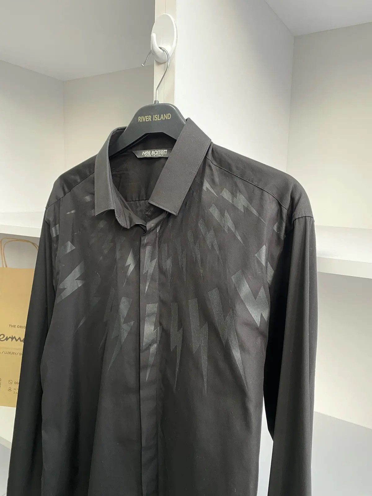 Designer × Neil Barrett × Vintage Vintage Neil Barrett Embroidered Fair Isle Thunderbolt Shirt Size US L / EU 52-54 / 3 - 6 Thumbnail
