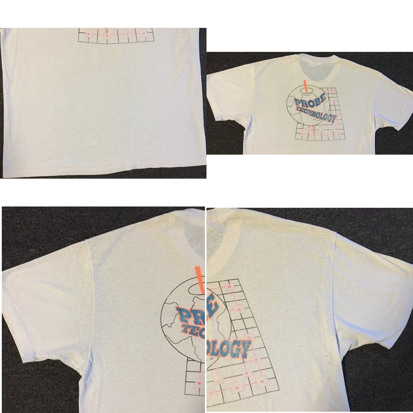 Apple VINTAGE Probe Technology Faded Distress Shirt XL White Men's T-Shirt 90s Vaporwave Grunge Tech California USA Neon 80s Retro Size US XL / EU 56 / 4 - 9 Thumbnail