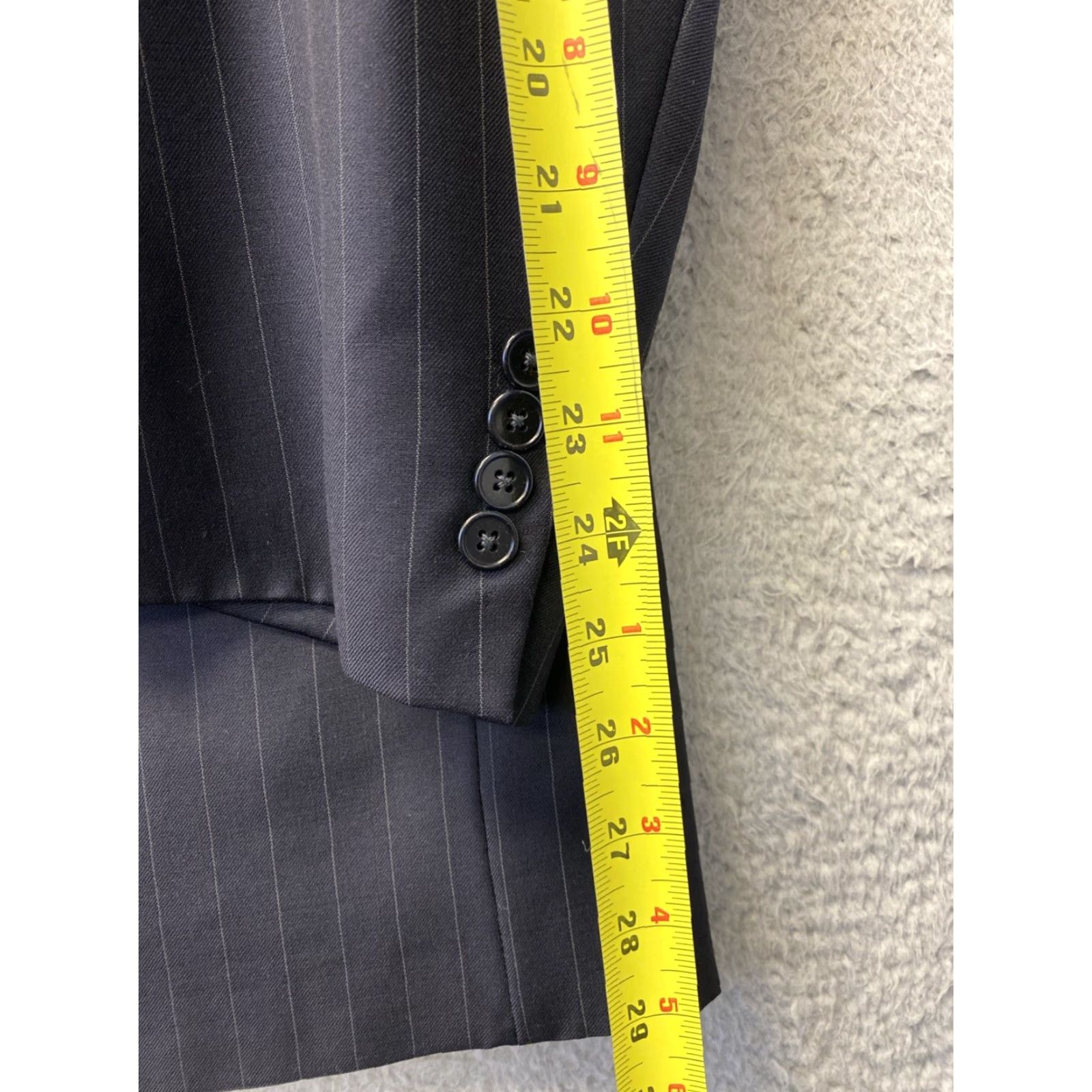 Joseph Abboud Joseph Abboud Navy Blue Pinstripe Suit 2 Piece 48R Regular Fit Mens Size 48R - 6 Thumbnail