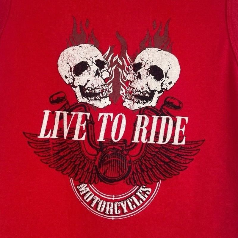 Other Homegirl Society Red Live to Ride Motorcycles Cropped Top Size S / US 4 / IT 40 - 5 Thumbnail