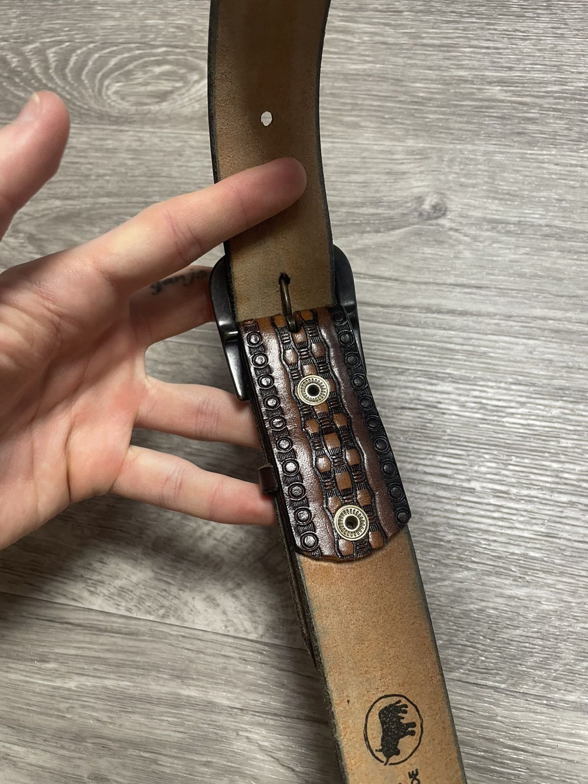 Genuine Leather Vintage Western Style Taurus Real Leather Brown Belt Size ONE SIZE - 11 Thumbnail