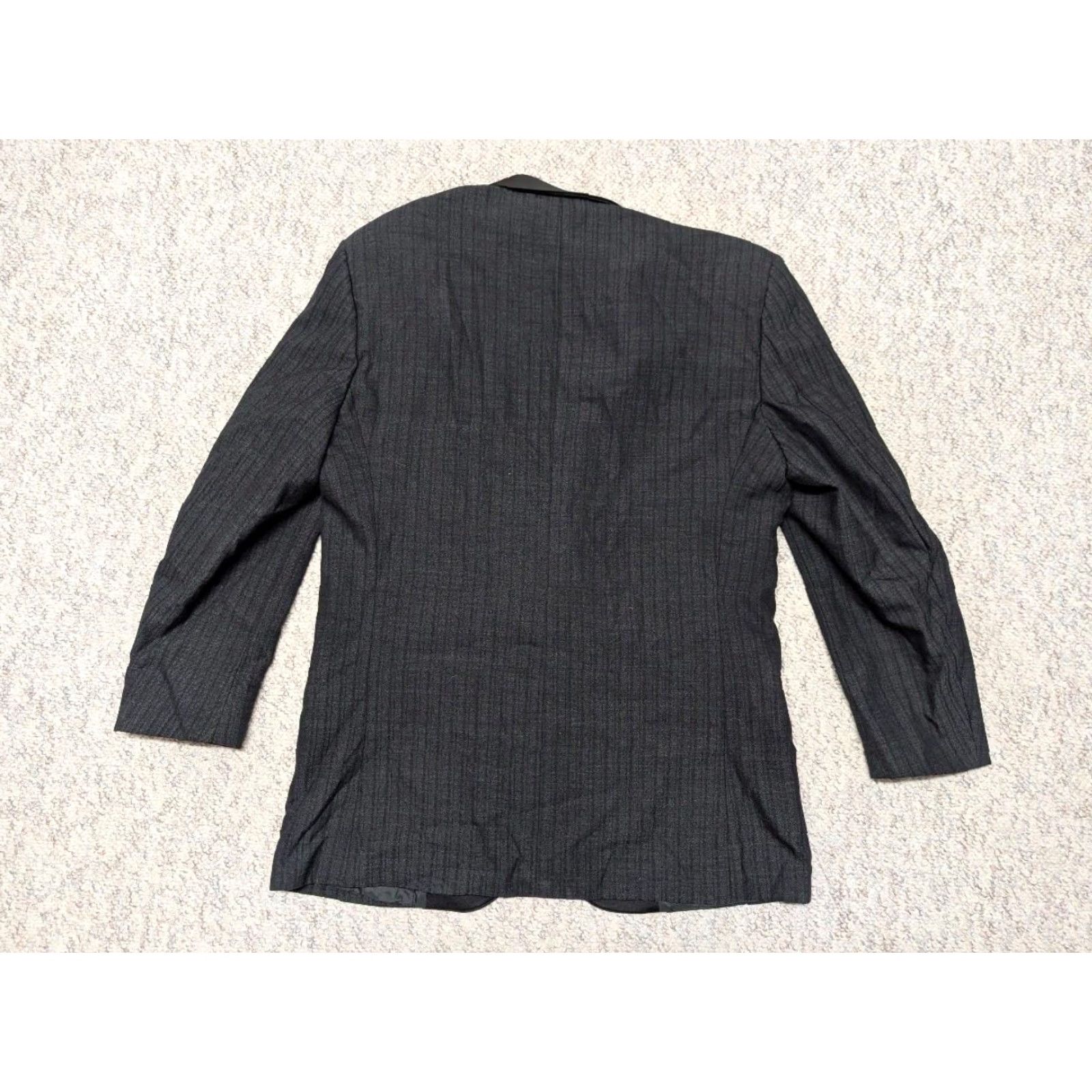Pierre Cardin VINTAGE Pierre Cardin Blazer Jacket Double-Breasted 40R Wool Black Mens Tuxedo Striped 40 in Chest Peak Lapel Century USA Made Size 40R - 2 Thumbnail