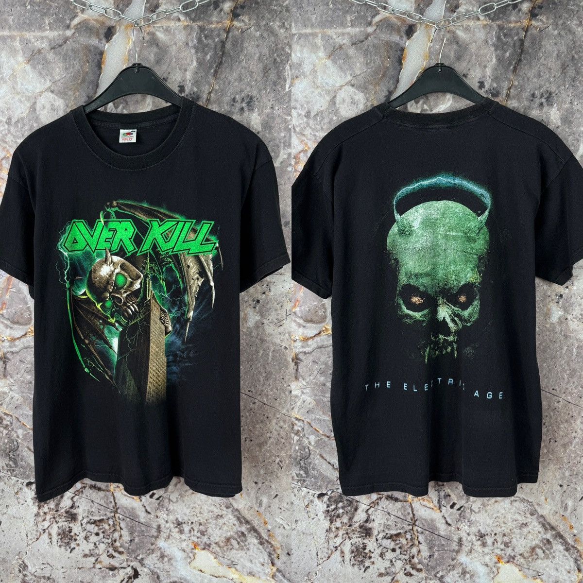 Vintage Overkill The Electric Age Tour Vintage Metal Band T-Shirt Size US XL / EU 56 / 4 - 1 Thumbnail