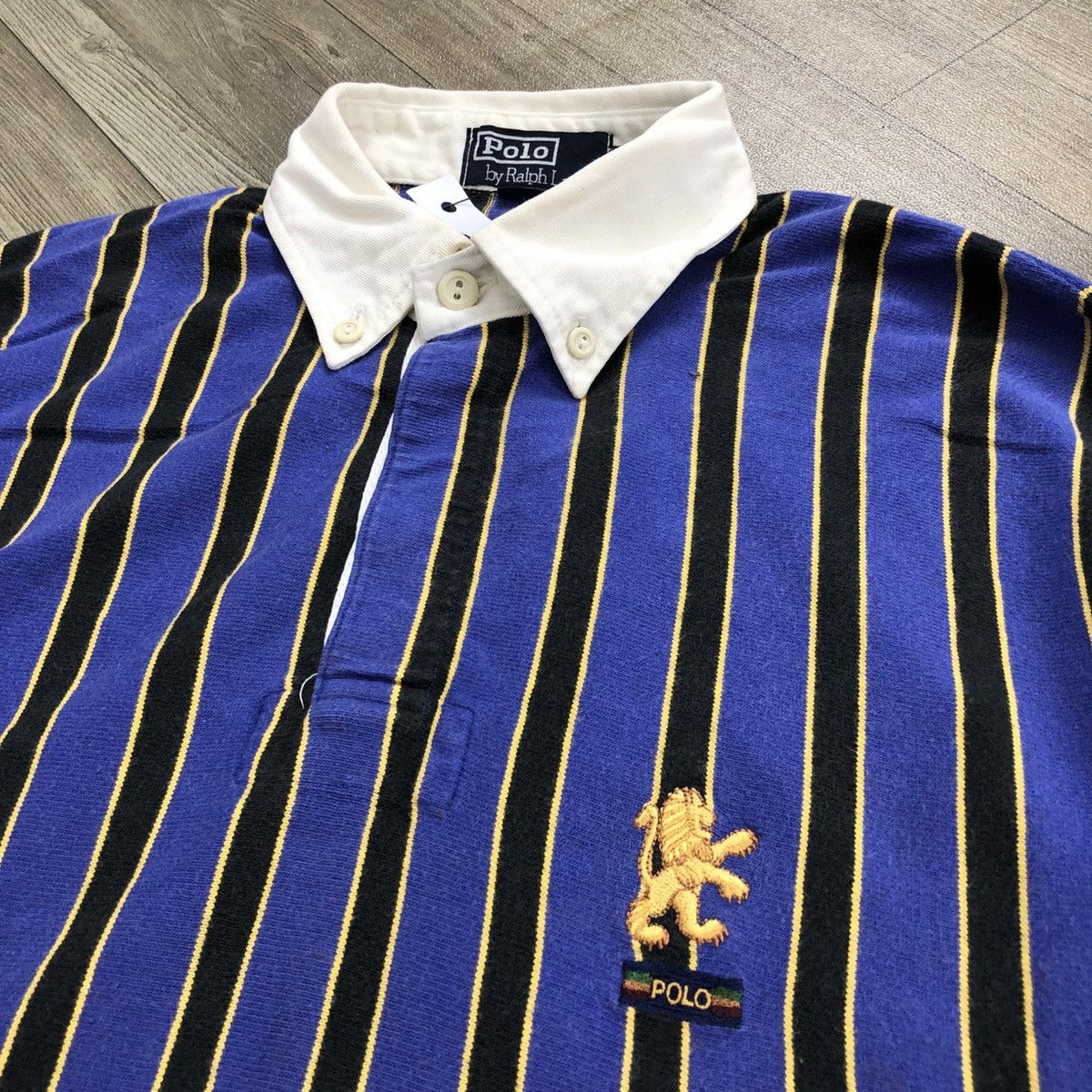 Polo Ralph Lauren × Vintage Vintage Polo Ralph Lauren Rugby Lion Stripe Long Sleeve Size US L / EU 52-54 / 3 - 4 Thumbnail
