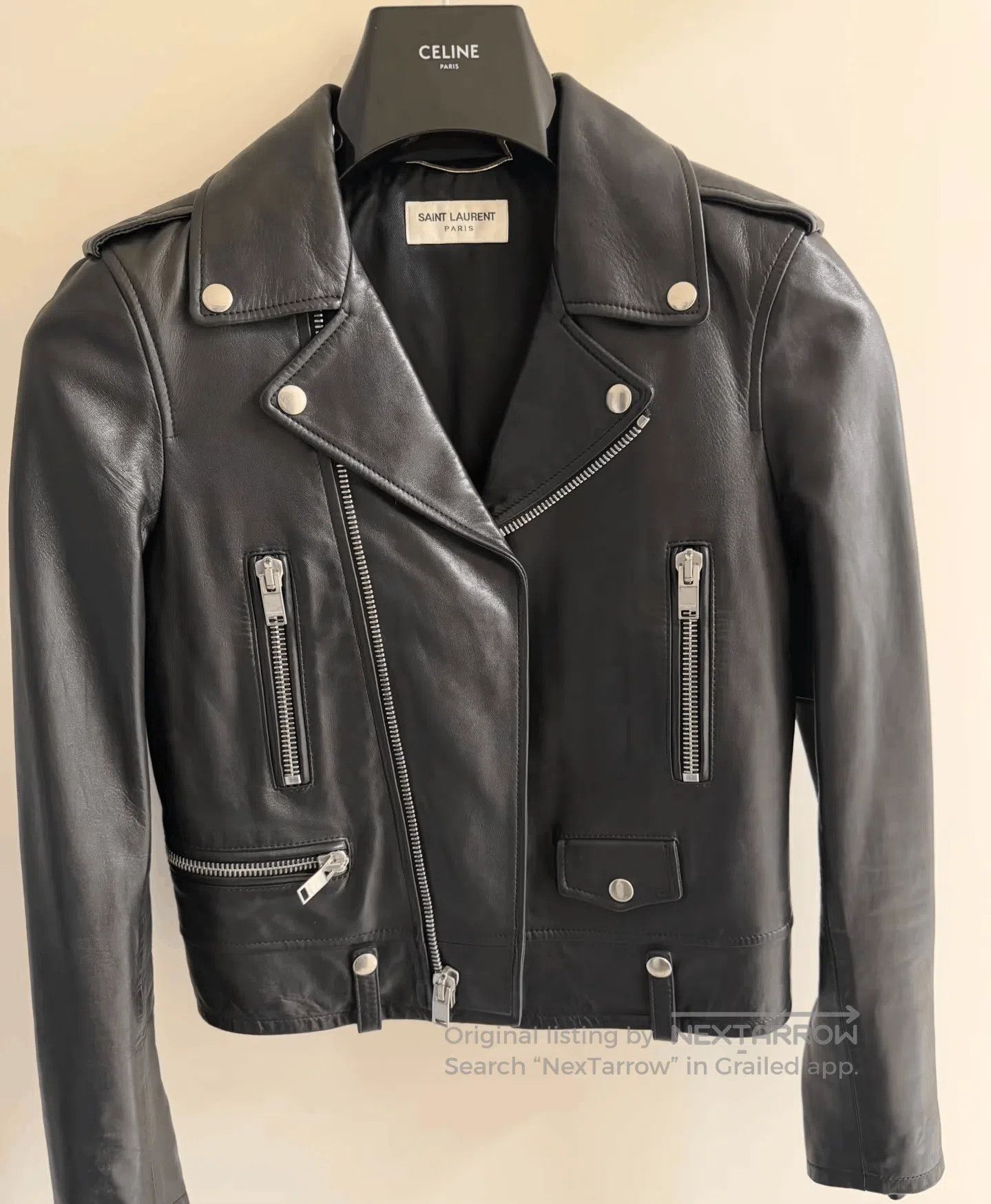 Saint Laurent Paris Saint Laurent Black Leather Biker Jacket. Size US S / EU 44-46 / 1 - 1 Thumbnail
