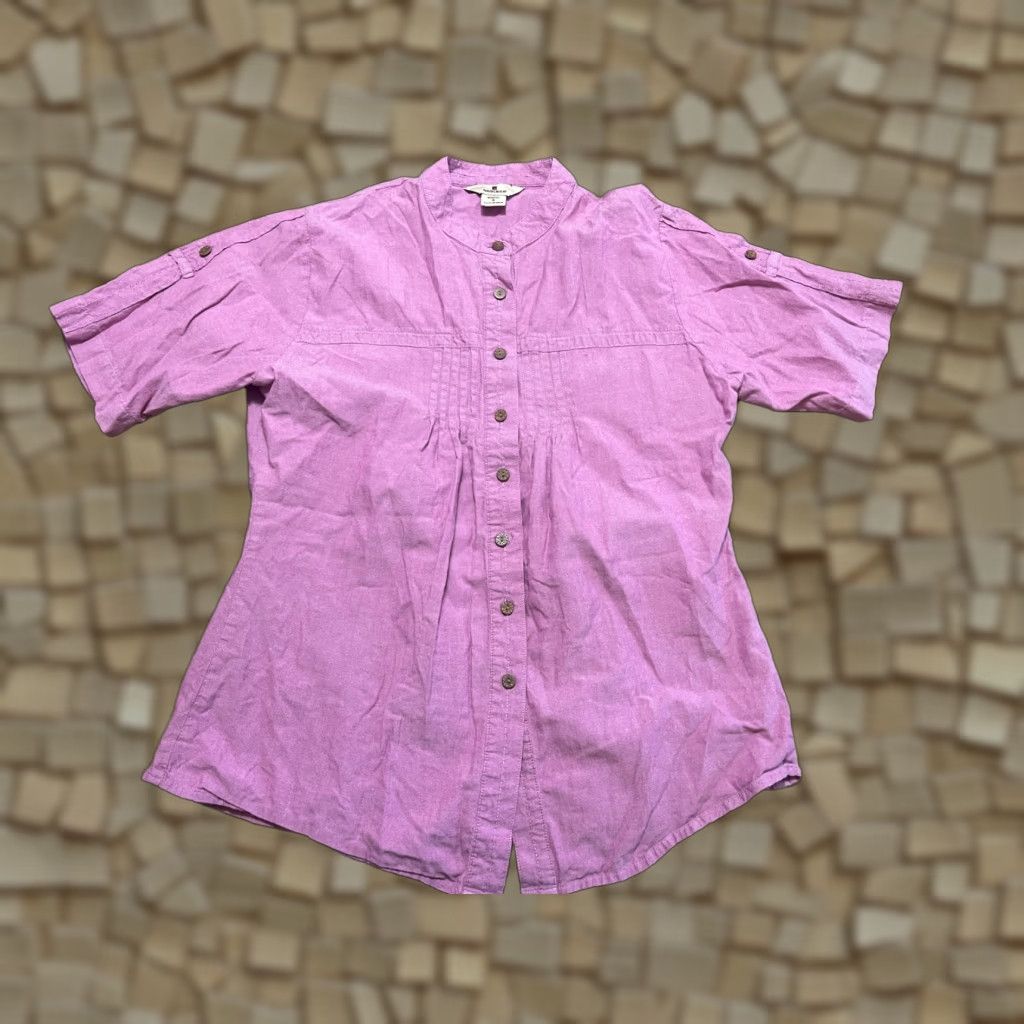 Vintage Woolrich Shirt Women's Small Purple Short Sleeve Button Up Shirt Size S / US 4 / IT 40 - 1 Thumbnail