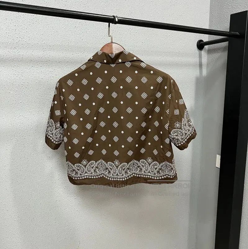 Miu Miu Miu Miu Brown Printed Short Sleeve Shirt . Size L / US 10 / IT 46 - 2 Thumbnail