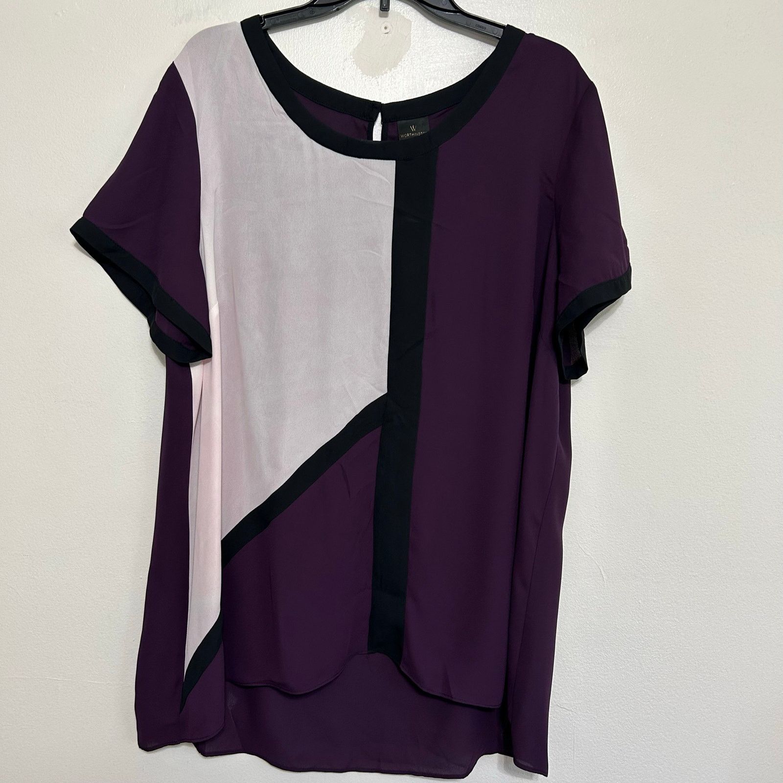 Worthington Worthington 1X NWT Sheer Colorblock Blouse Keyhole Back Size XXL / US 16-18 / IT 52-54 - 1 Thumbnail