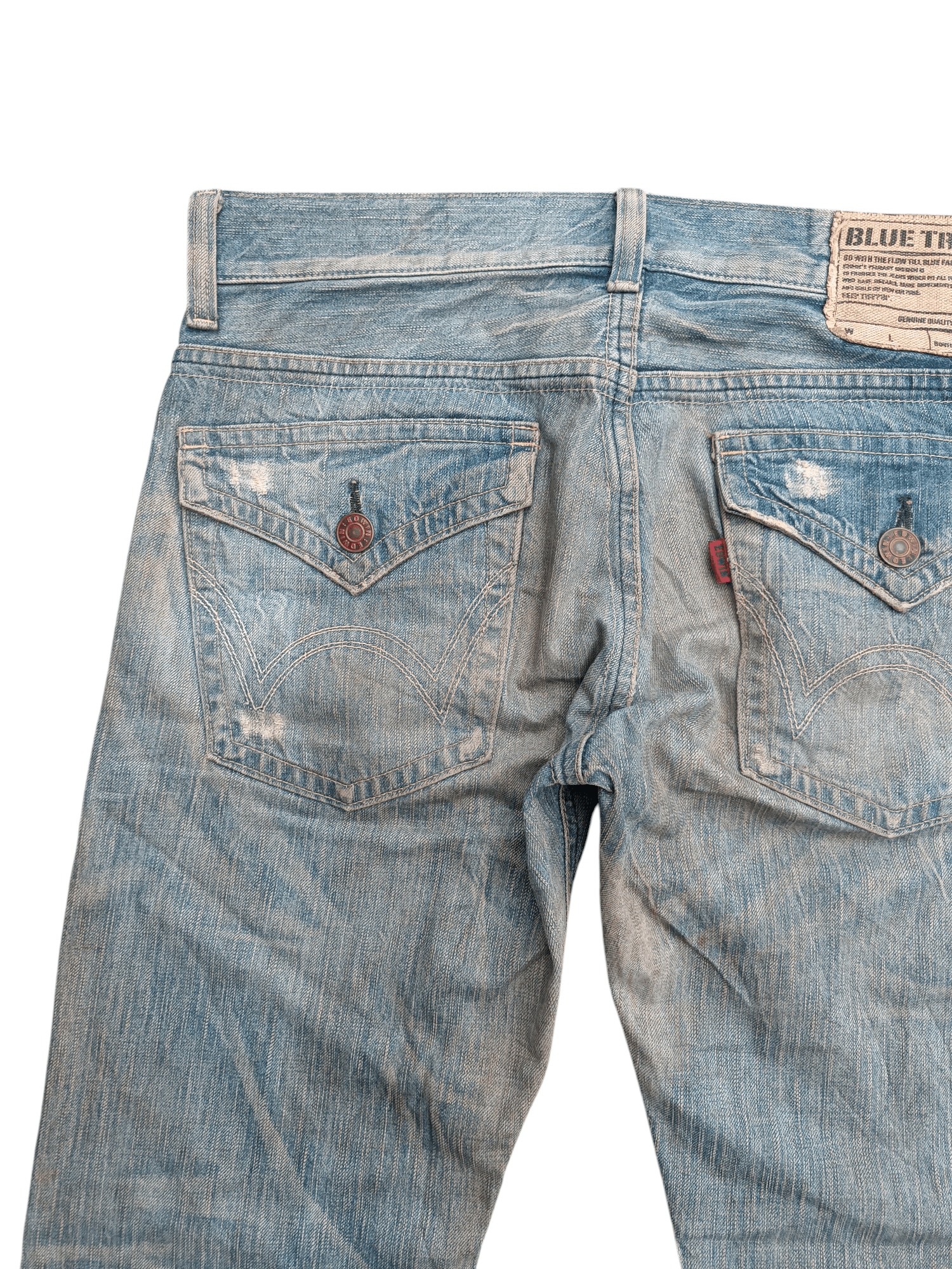 14th Addiction × Edwin × If Six Was Nine VTG 💥 Edwin 503 Blue Trip Dirty Mud Wash Distressed Jeans Size US 34 / EU 50 - 5 Thumbnail