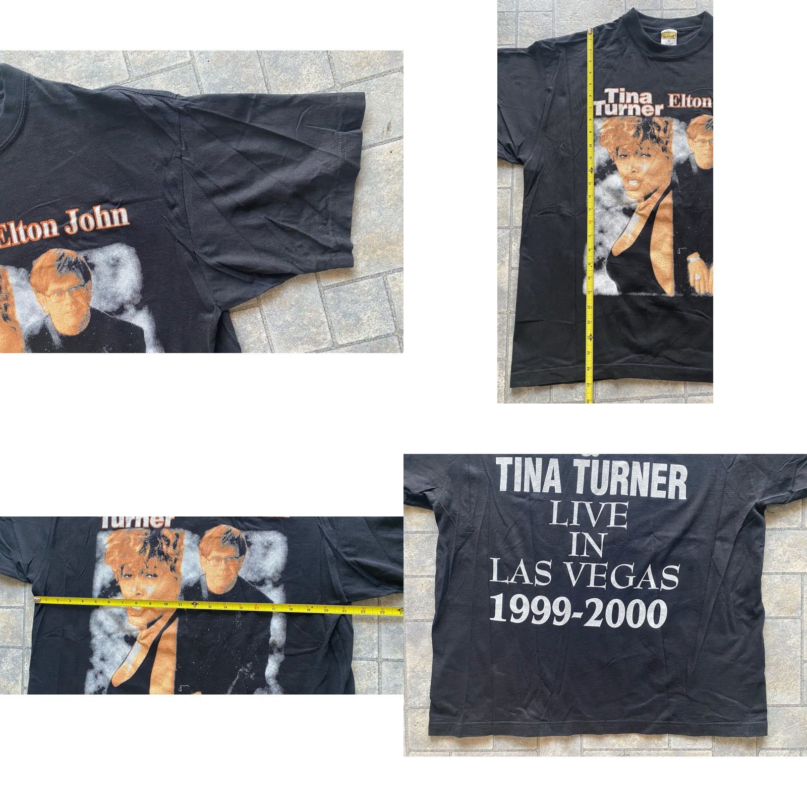Olive VINTAGE Samrat T-Shirt Live In Vegas 1999-2000 Tina Turner Elton John Men’s XL Black Short Sleeve Shirt Mus ic 90s Mens Size US XL / EU 56 / 4 - 8 Thumbnail