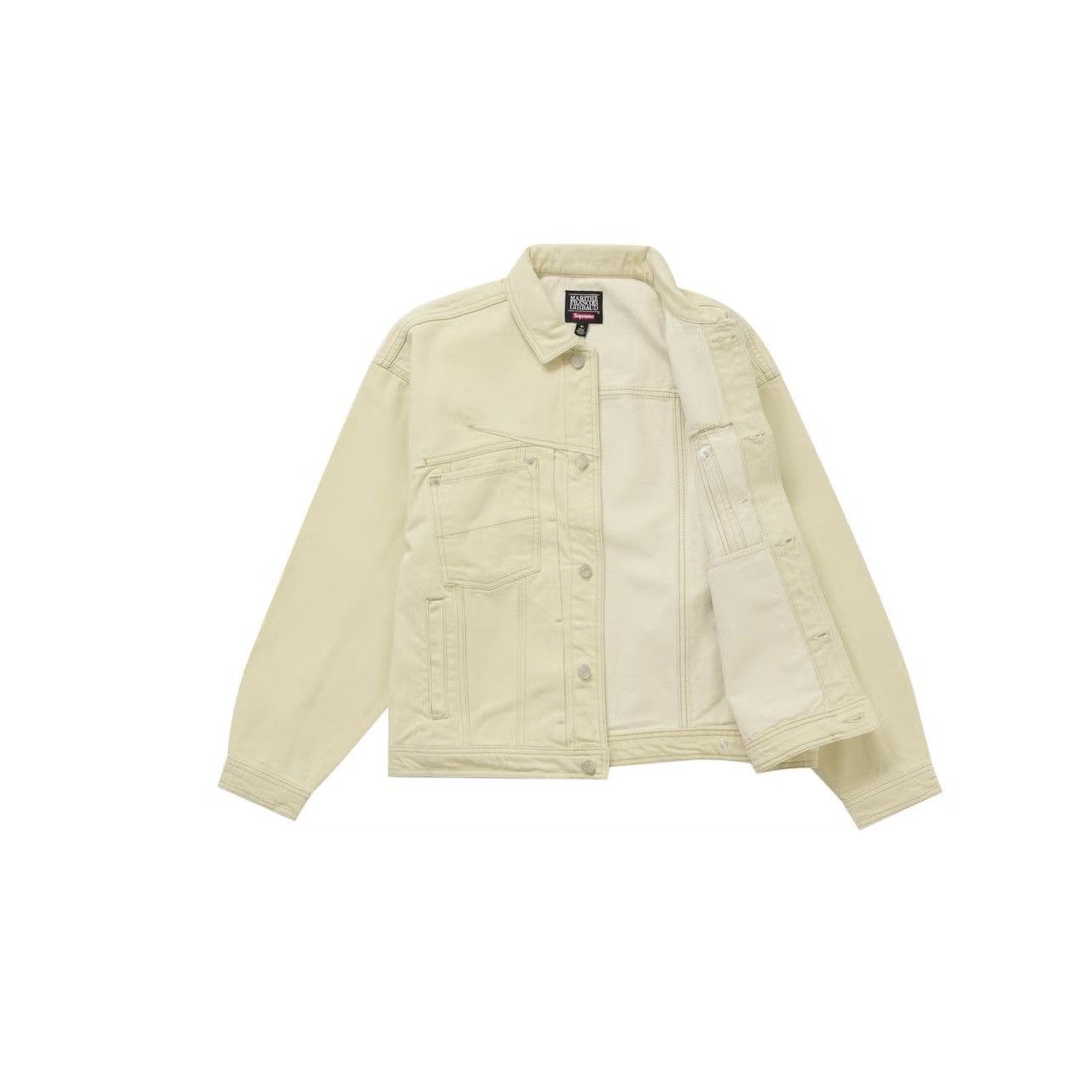 Supreme Supreme Marithe Girbaurd Denim Trucker Jacket Cream Size L Size US L / EU 52-54 / 3 - 2 Thumbnail