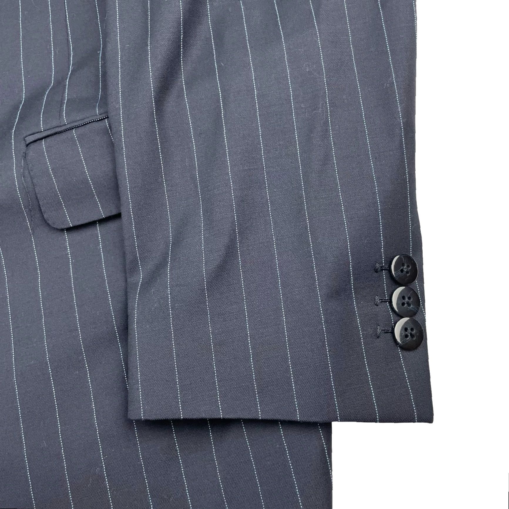 Vintage Samuelsohn Blazer 40R 100% Wool Navy Blue Stripe 2-Button Gable Mens Size 40R - 4 Thumbnail