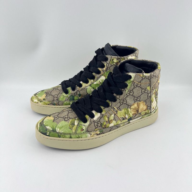 Gucci Gucci High-Top Canvas Sneakers in Green 0079 Size US 7 / EU 40 - 1 Thumbnail
