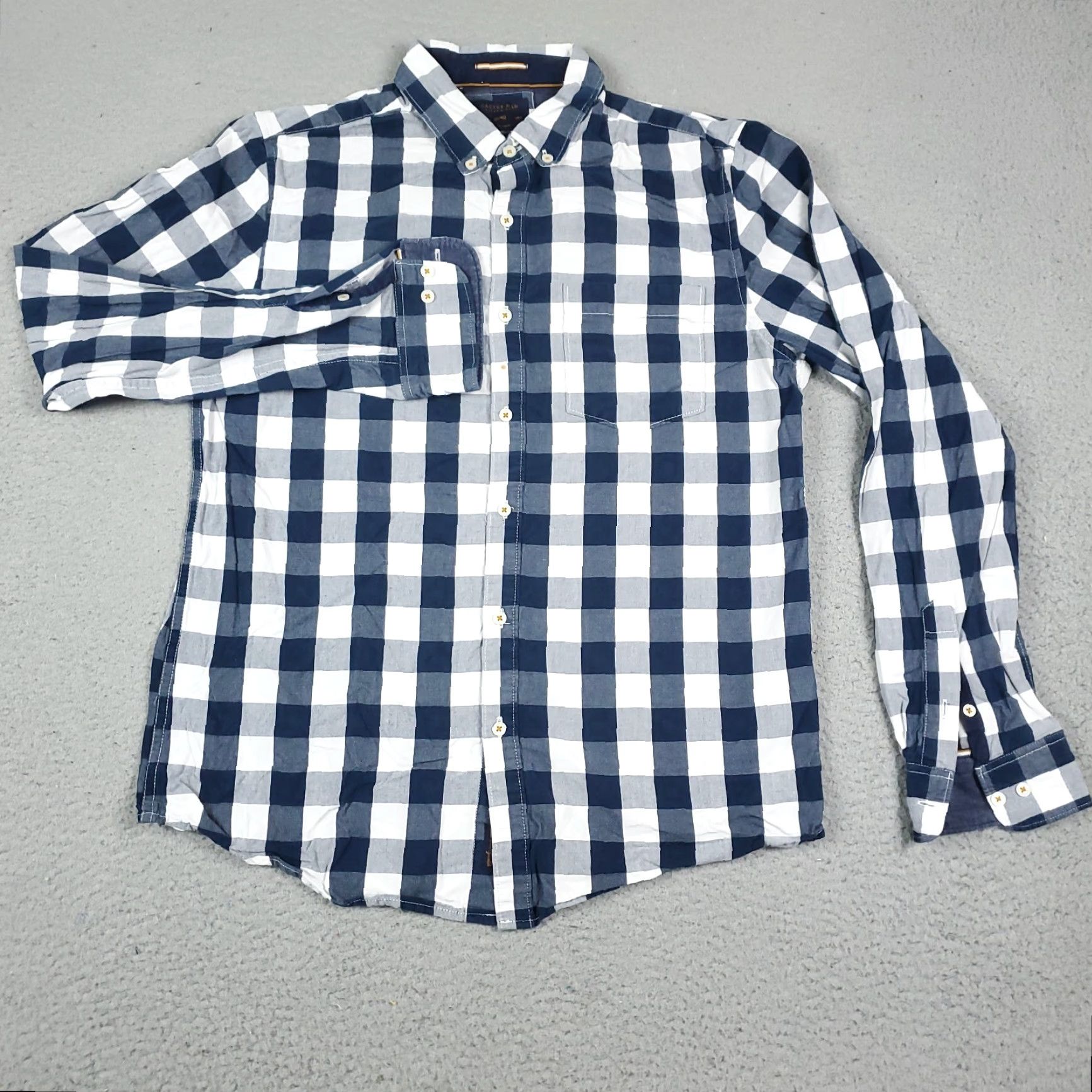 Vintage Cactus Shirt Slim Fit Button-Up Long Sleeve Blue Check Adult M Blue Cotton Mens Size US M / EU 48-50 / 2 - 2 Thumbnail