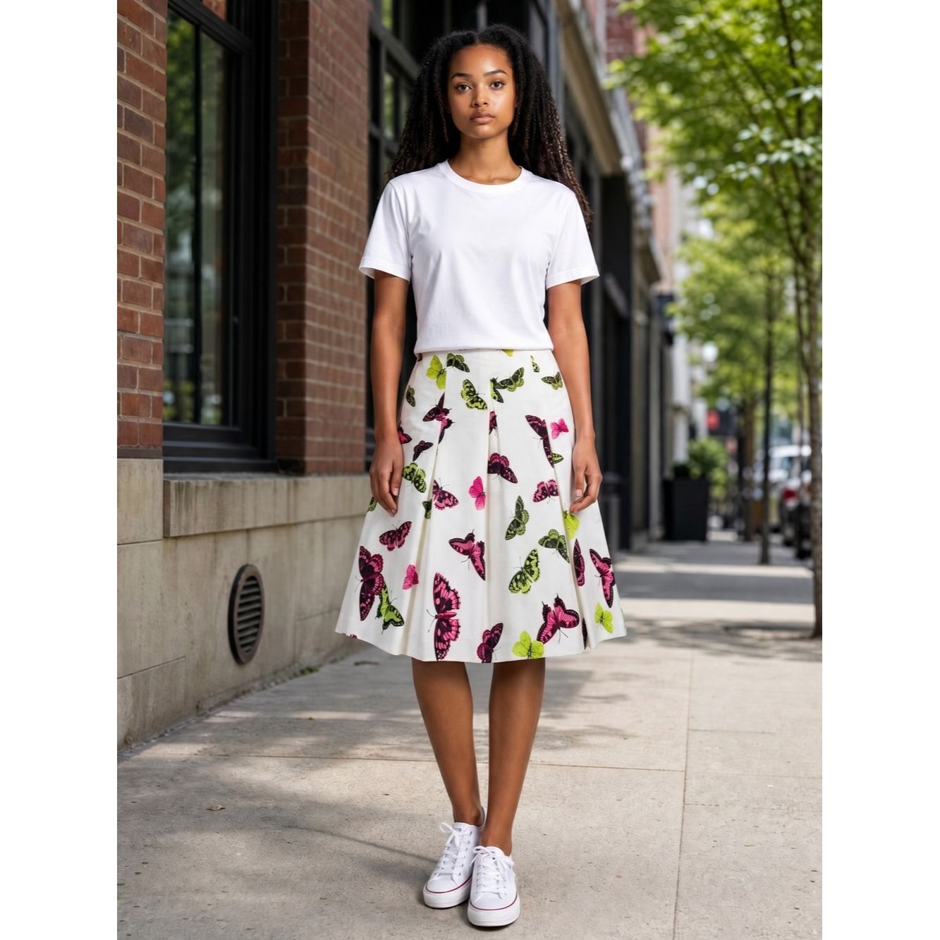 Talbots Talbots Butterfly Print A-Line Pleated Silk Cotton Blend Sk Size 30" / US 8 / IT 44 - 1 Thumbnail