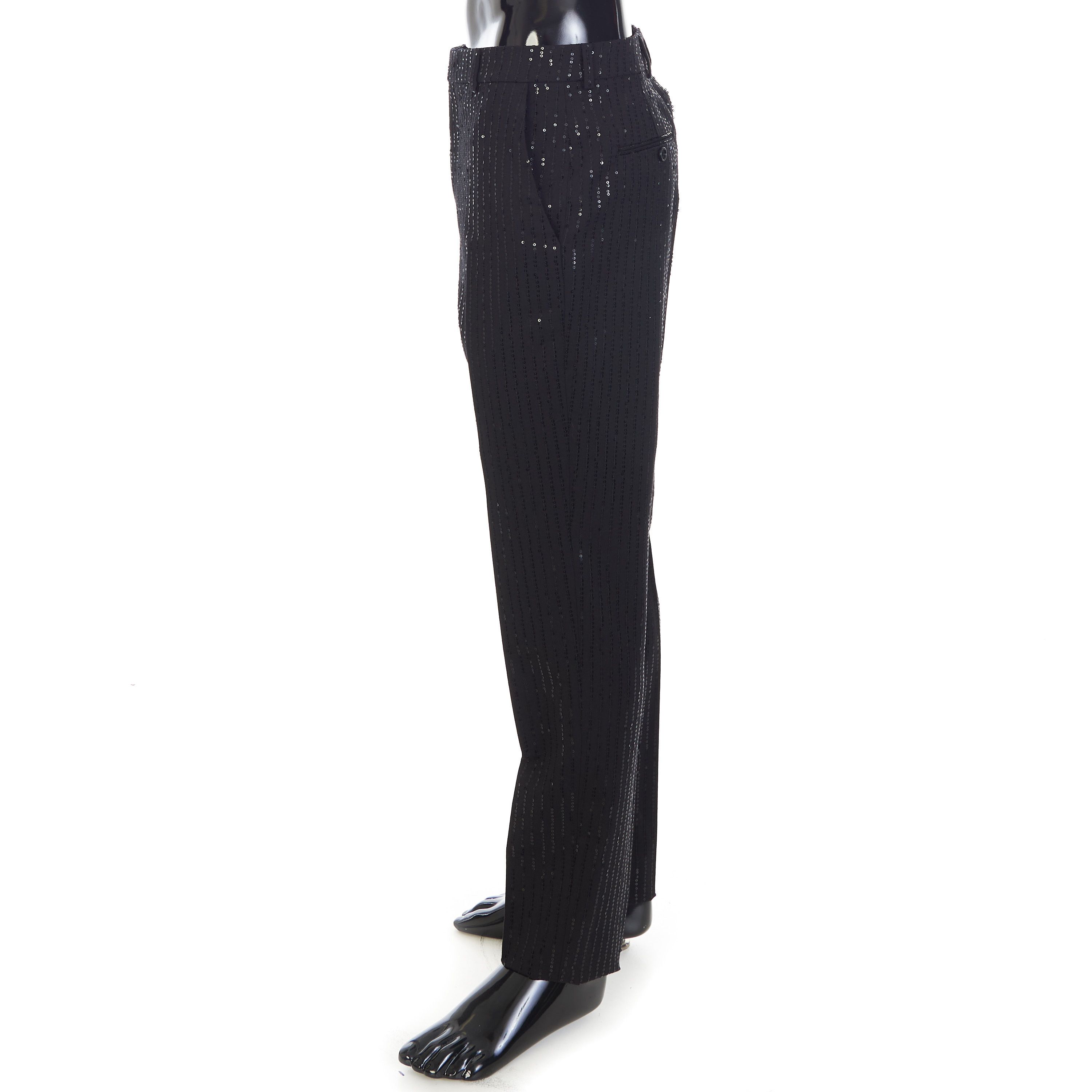 Celine Classic Pants In Sequin Embroidered Wool Gabardine Size US 34 / EU 50 - 3 Thumbnail