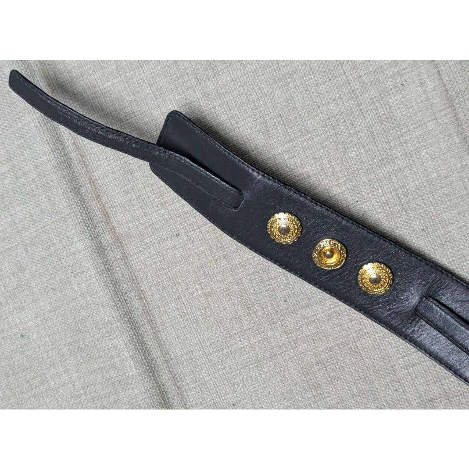 Escada VINTAGE Escada belt gray leather with brass buckle belt Germany XS belt width 2" Glam BLING Western 26 or less Womens XS Size ONE SIZE - 5 Thumbnail