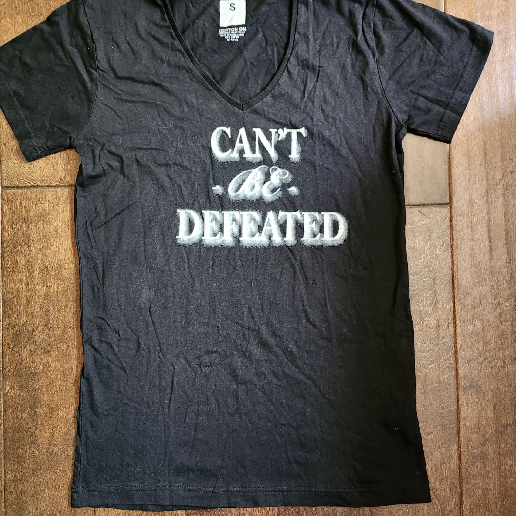 Cotton On Cotton On Men's Black V-Neck T-Shirt - Small Short Sleeve Shirt Mens Black Cant Be Defeated Shirt Size US S / EU 44-46 / 1 - 2 Thumbnail