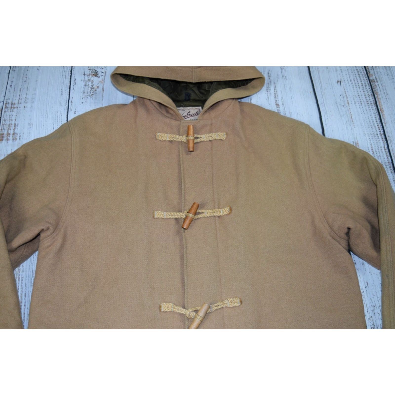 Vintage VINTAGE Woolrich Jacket Parka Wool Blend Hooded Size Large Mens Khaki Tan Olive Liner 1990s Size US L / EU 52-54 / 3 - 3 Thumbnail