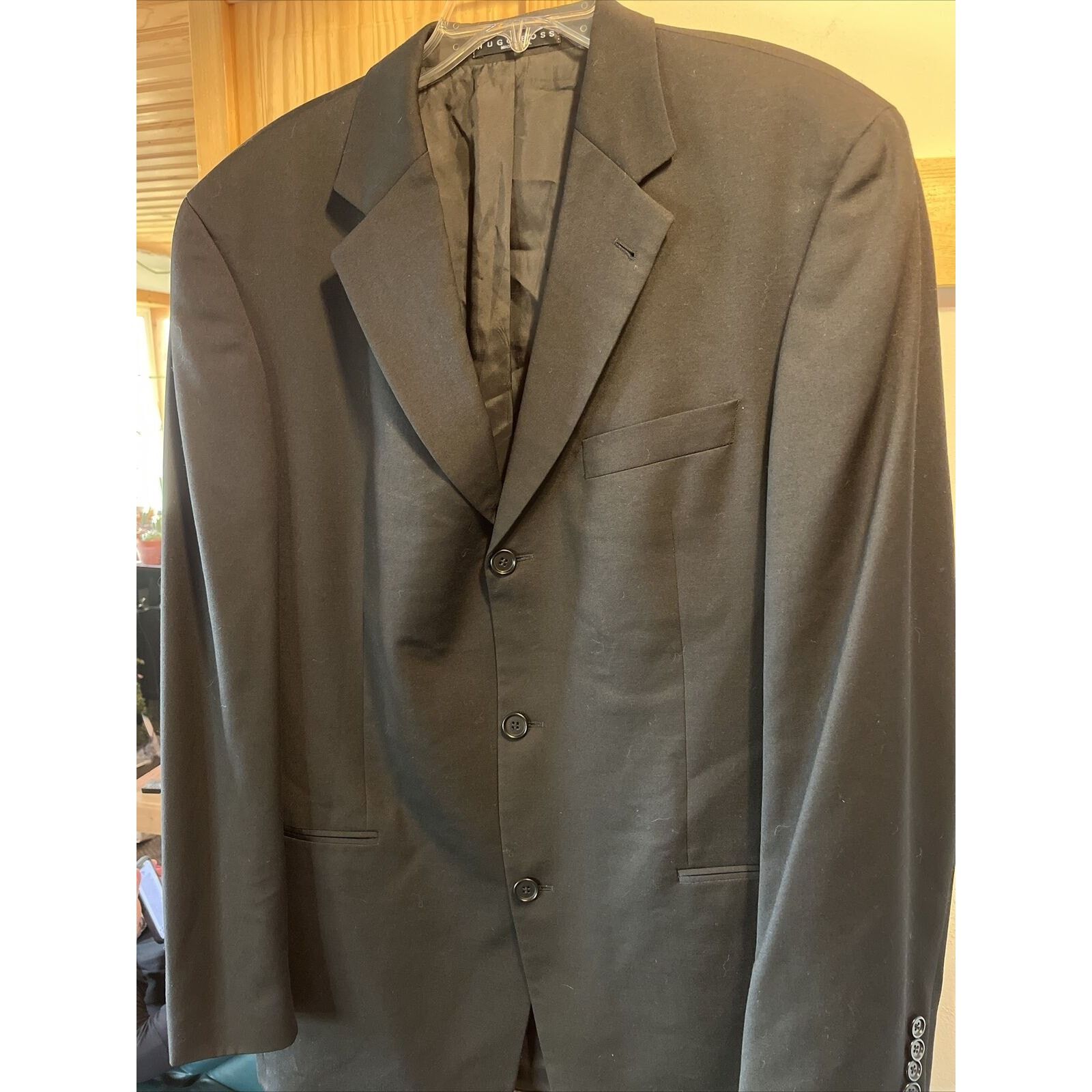 Hugo Boss Hugo Boss Einstein Men’s 42L 22x33 Blazer Black Button Wool Size 42L - 2 Thumbnail