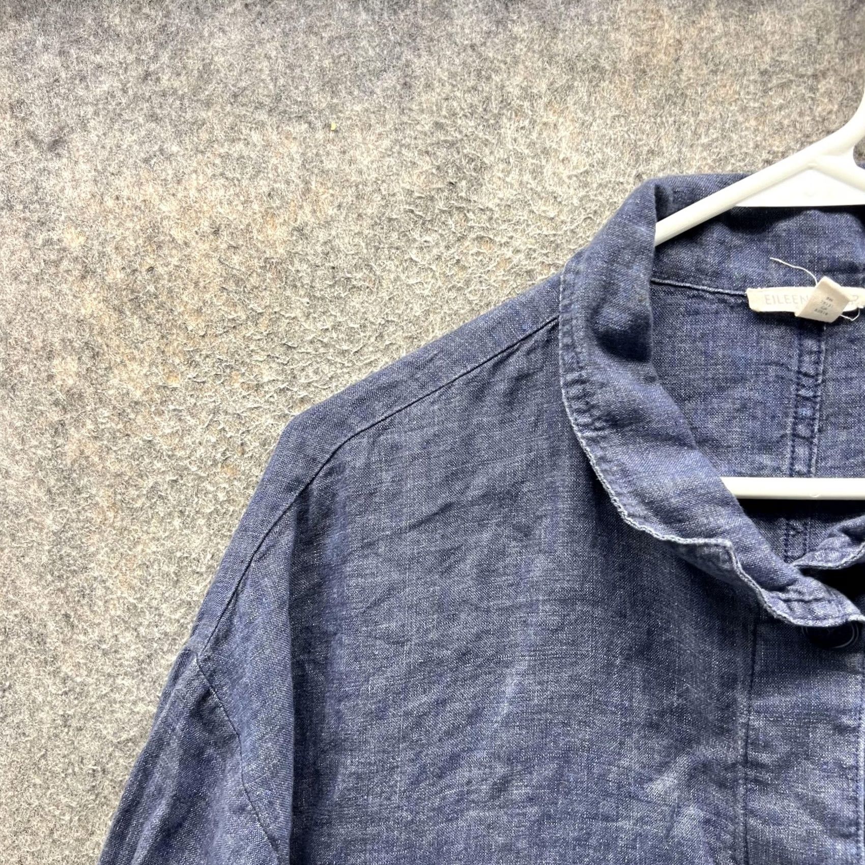 Eileen Fisher Eileen Fisher Jacket Womens S Blue Organic Linen Button Front Pockets Topper Size S / US 4 / IT 40 - 6 Thumbnail