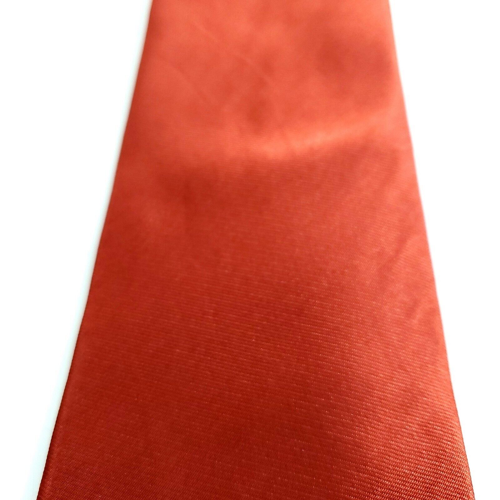 Designer Brand Q Microfiber Orange Solid Skinny Long Silk Tie Size ONE SIZE - 2 Thumbnail