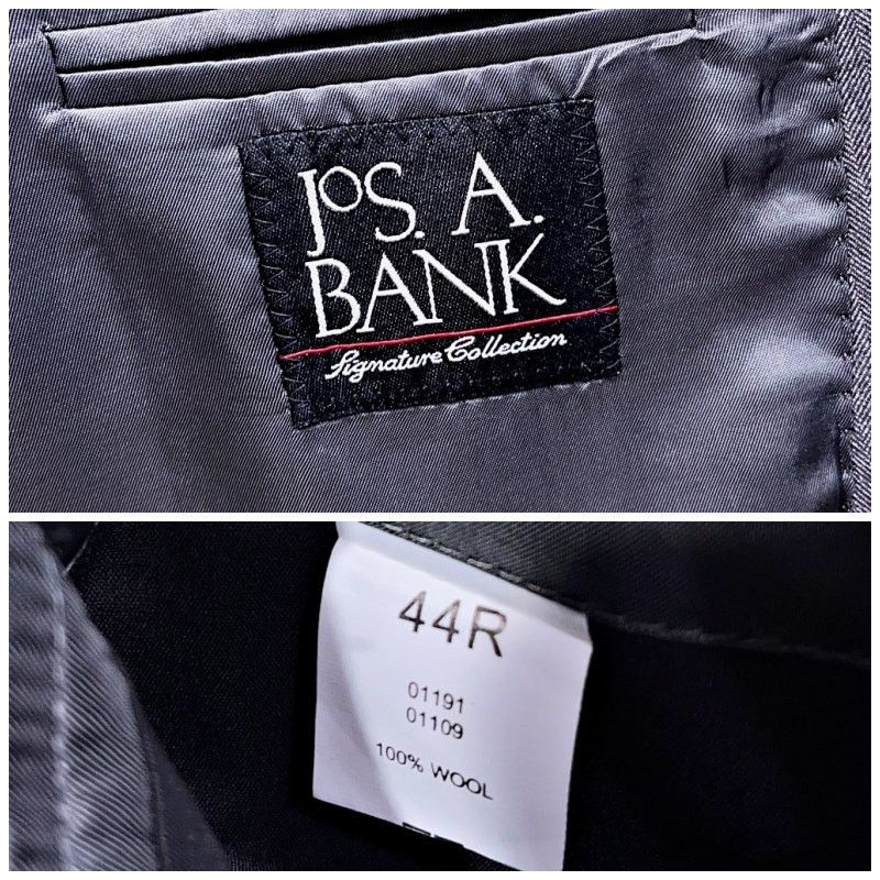 Jos. A. Bank Jos A Bank Wool Herringbone Suit Gray Mens 44R Size 44R - 14 Thumbnail