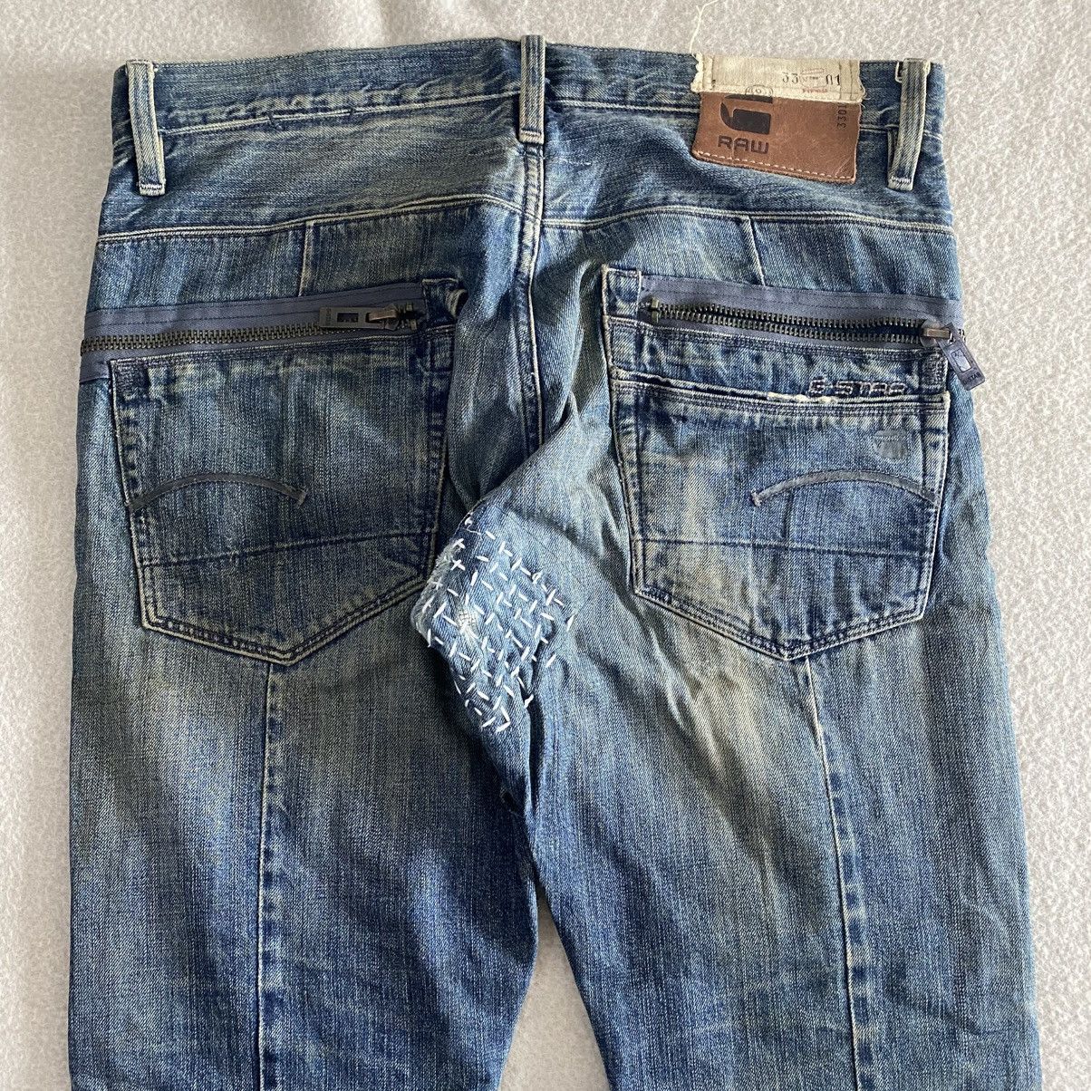 If Six Was Nine Gstar Raw Distressed Sashiko Repaired Denim w36 Size US 36 / EU 52 - 8 Thumbnail