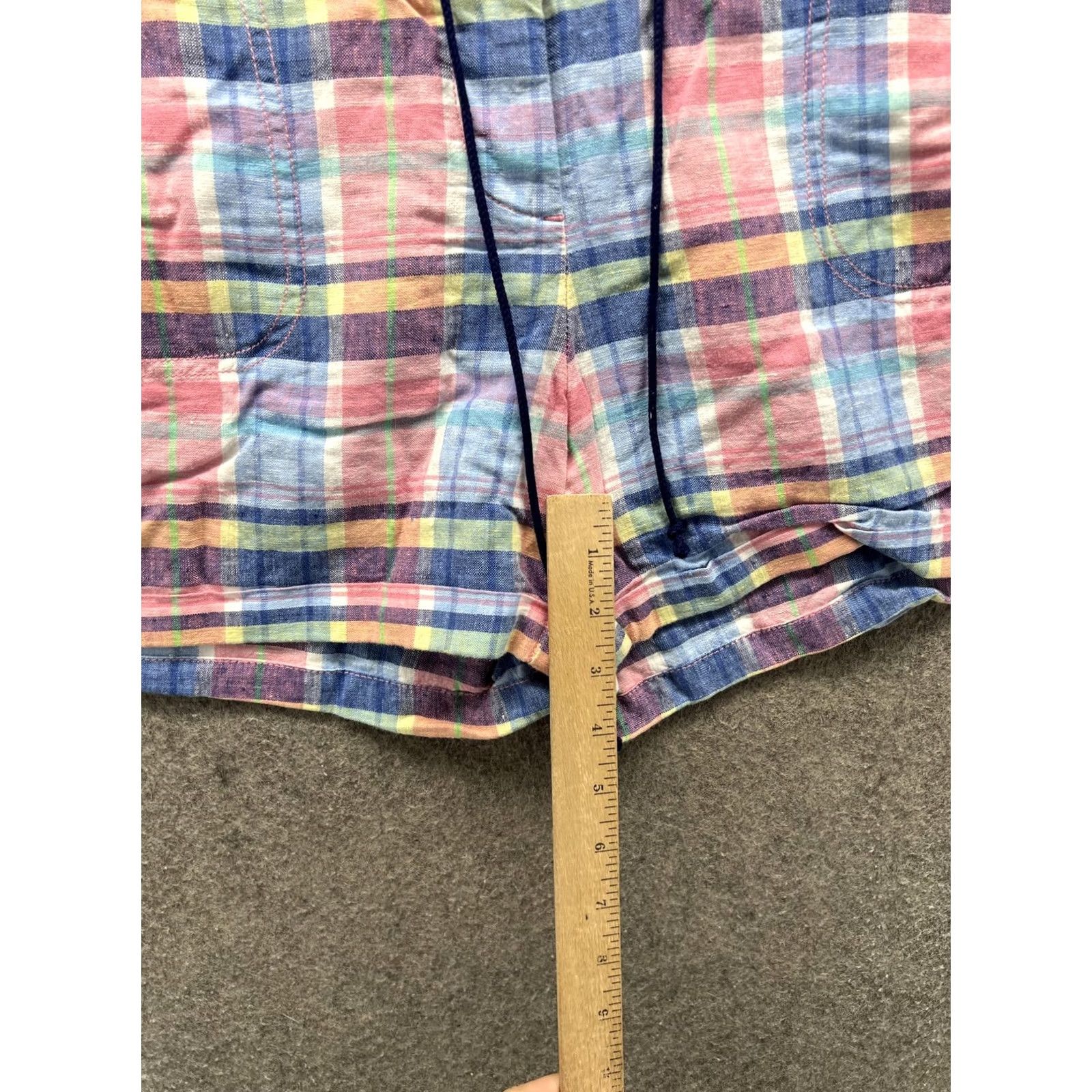 Vineyard Vines Vineyard Vines Shorts Womens 12 Multicolor Madras Linen Drawstring Casual Summer Size 34" / US 12 / IT 48 - 2 Thumbnail