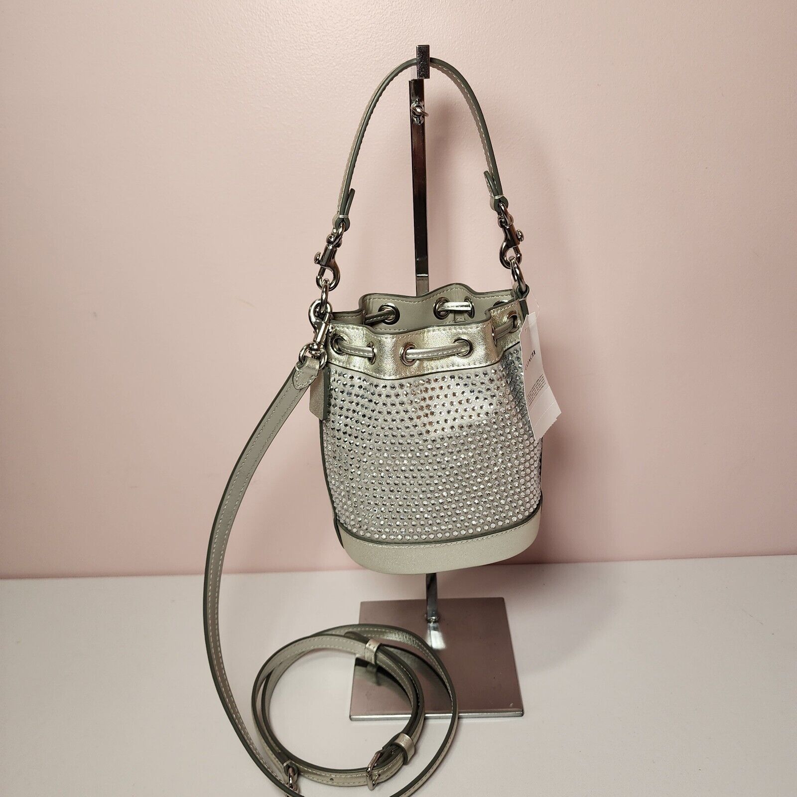 Coach NWT Coach CW301 Mini Bucket Bag With Crystal Silver Size ONE SIZE - 3 Thumbnail