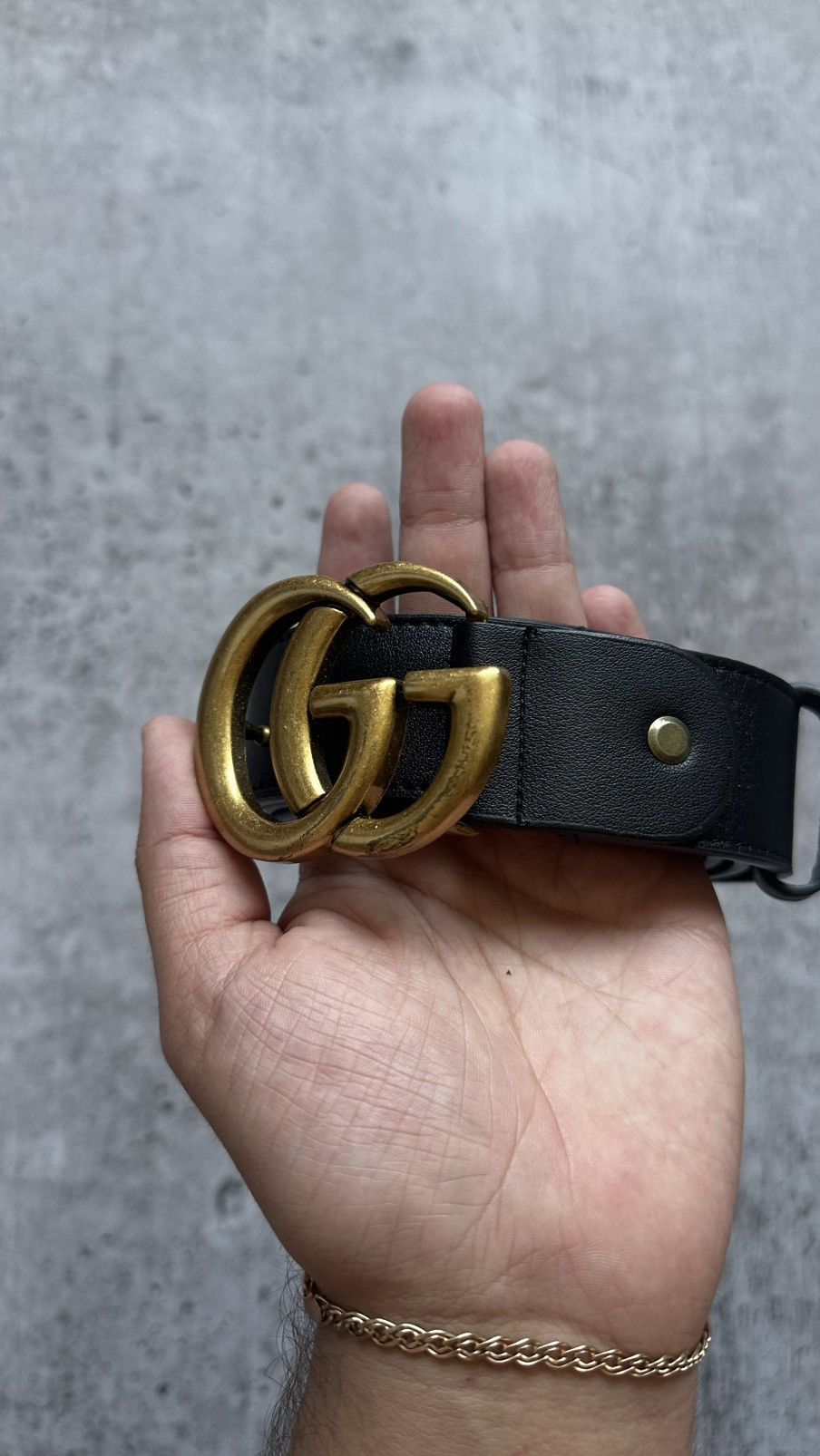 Gucci Vintage Gucci Double G Black Leather Belt Size ONE SIZE - 3 Thumbnail