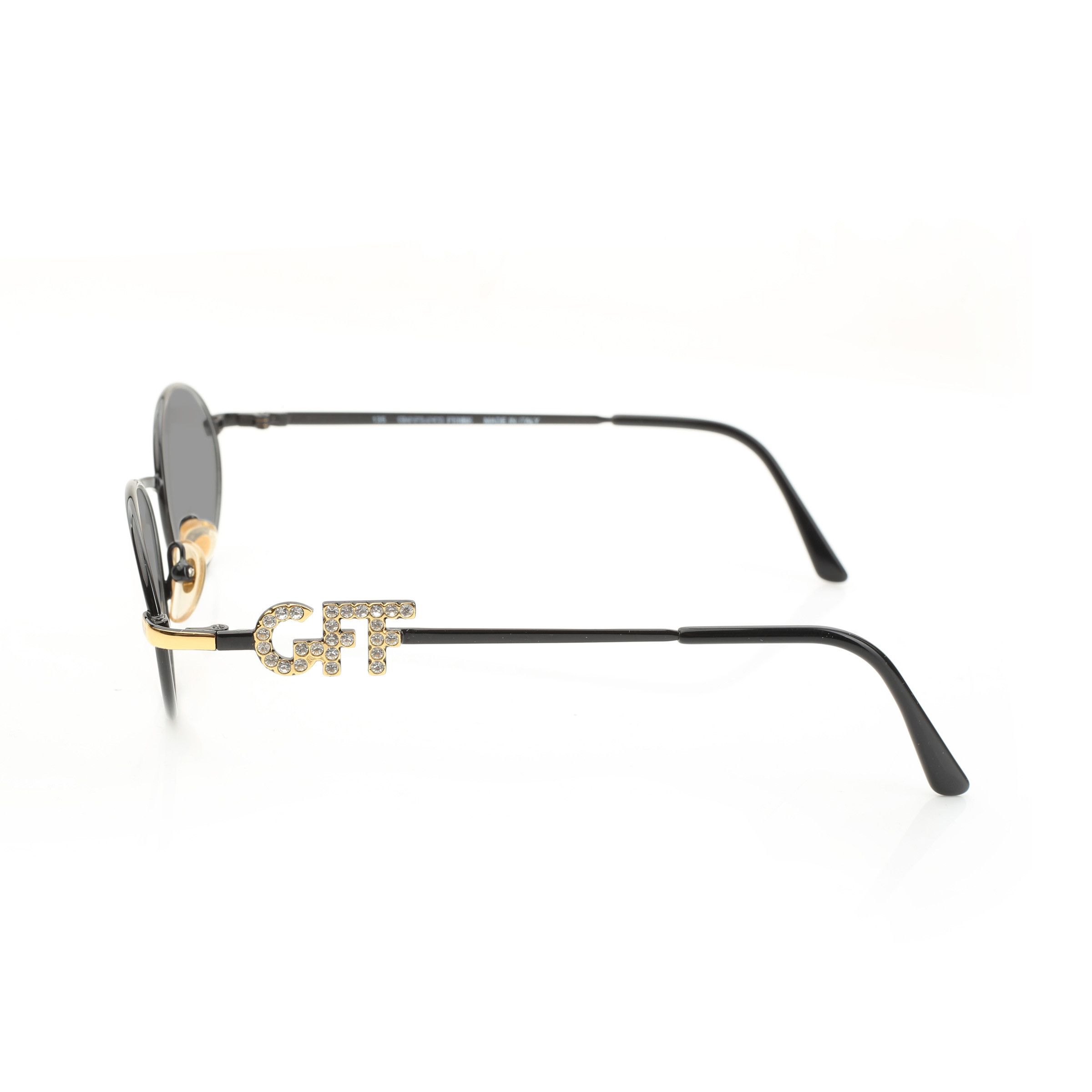 Gianfranco Ferre Gianfranco Ferre '90s Crystal Signature Blk Oval Sunglasses Size ONE SIZE - 3 Thumbnail