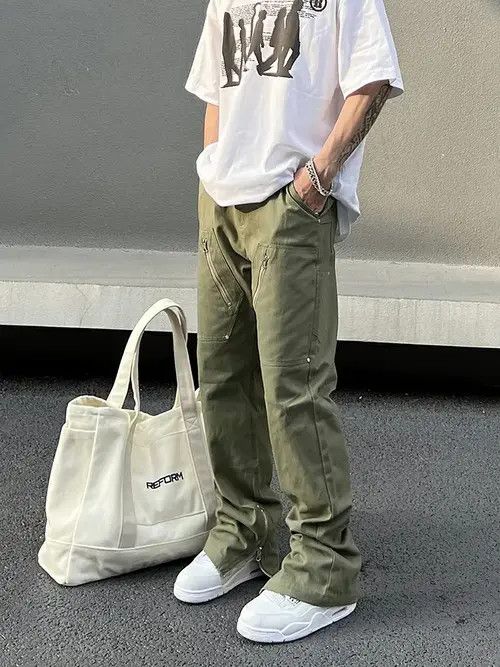 VIBE zipper utility carpenter flared cargo pants Size US 32 / EU 48 - 1 Thumbnail
