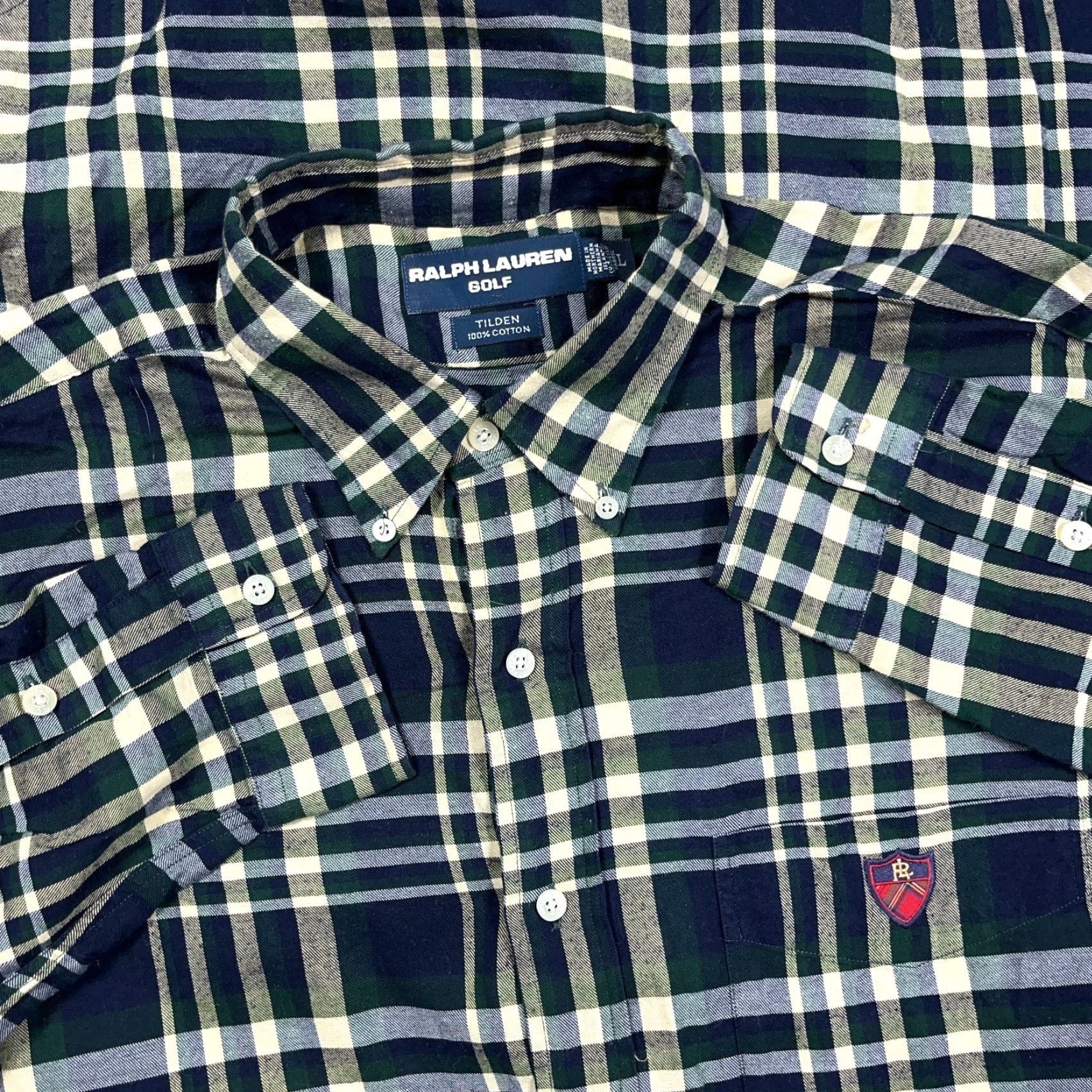 Ralph Lauren Ralph Lauren Button-Up Shirt Men L Blue Plaid Flannel Slim Crest VTG Size US L / EU 52-54 / 3 - 2 Thumbnail