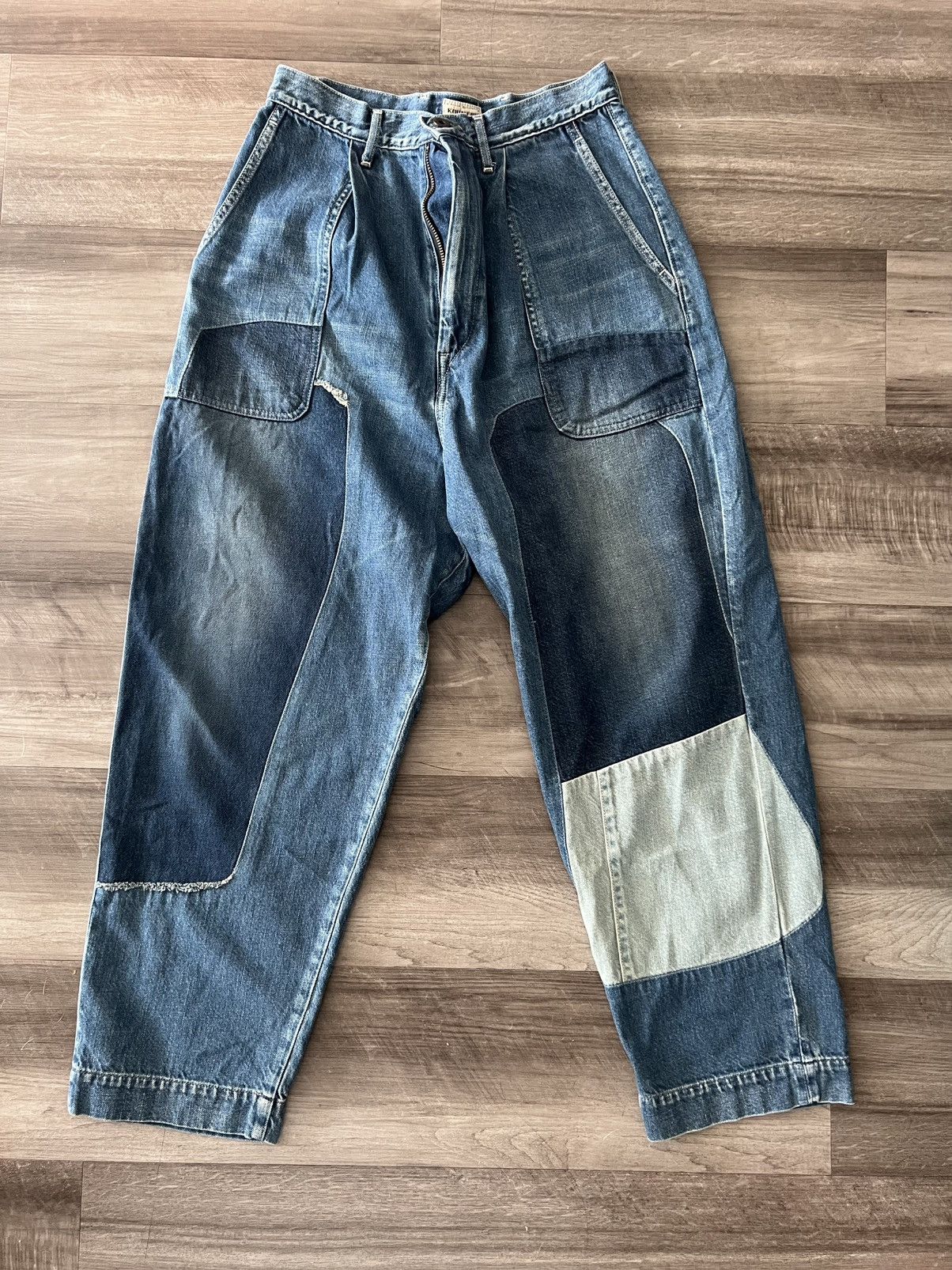 Kapital Barrel Legged Patchwork Denim