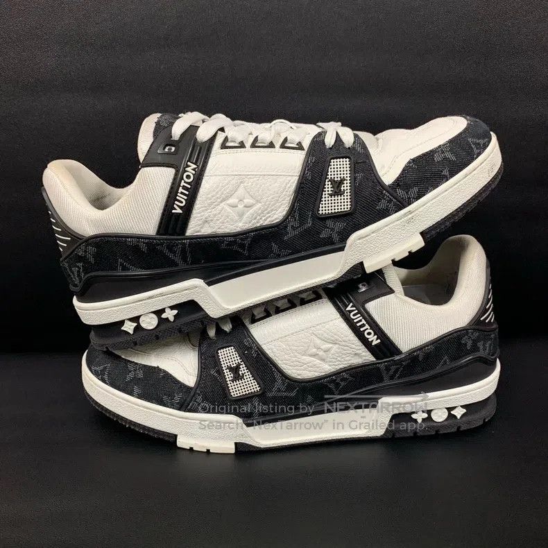 Louis Vuitton Louis Vuitton Trainer Black and White Denim Low Top Board Size US 8 / EU 41 - 5 Thumbnail