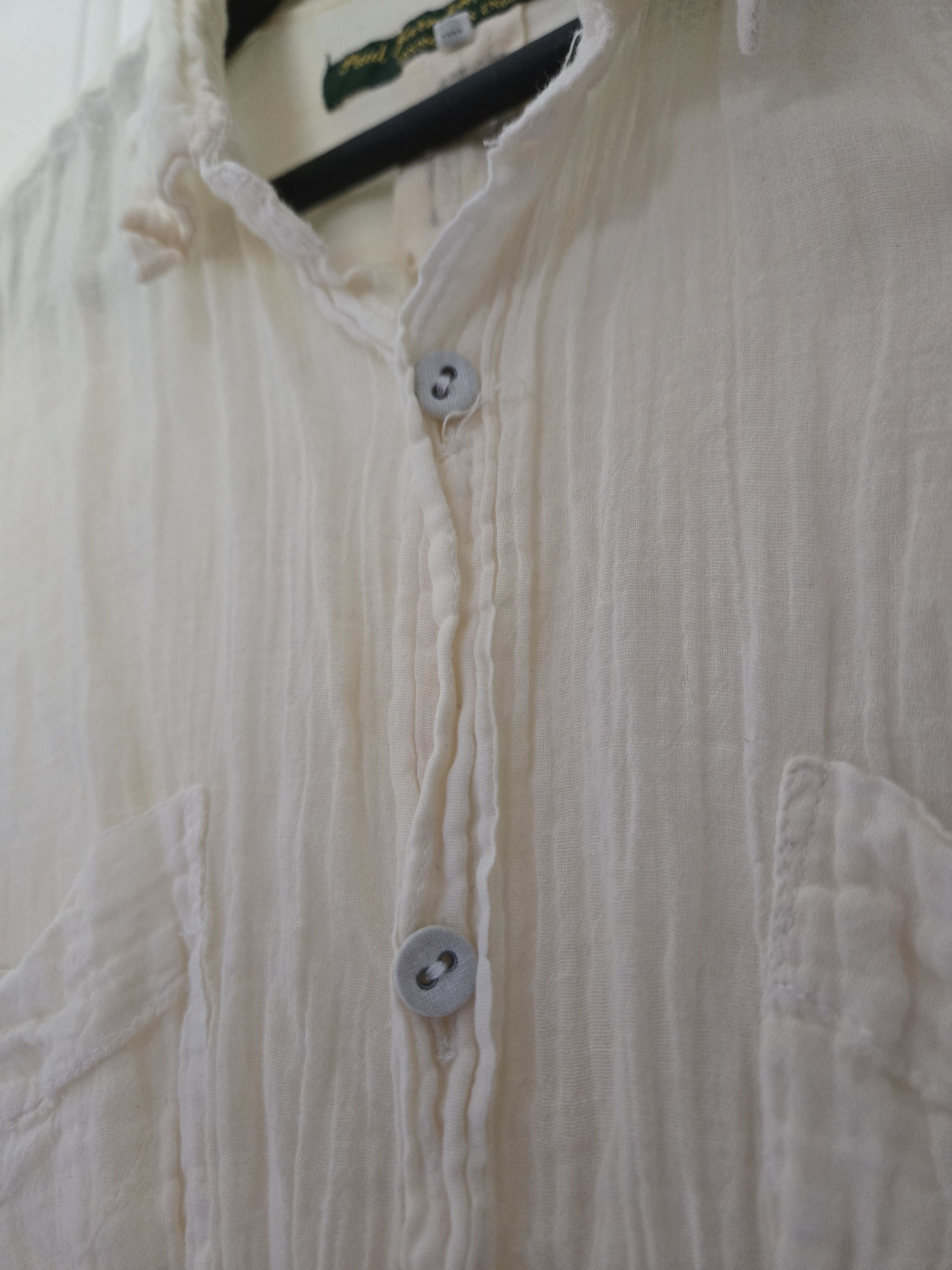 Paul Harnden Shoemakers Paul Harnden Cream Wrinkled Cotton Shirt Size US L / EU 52-54 / 3 - 2 Thumbnail